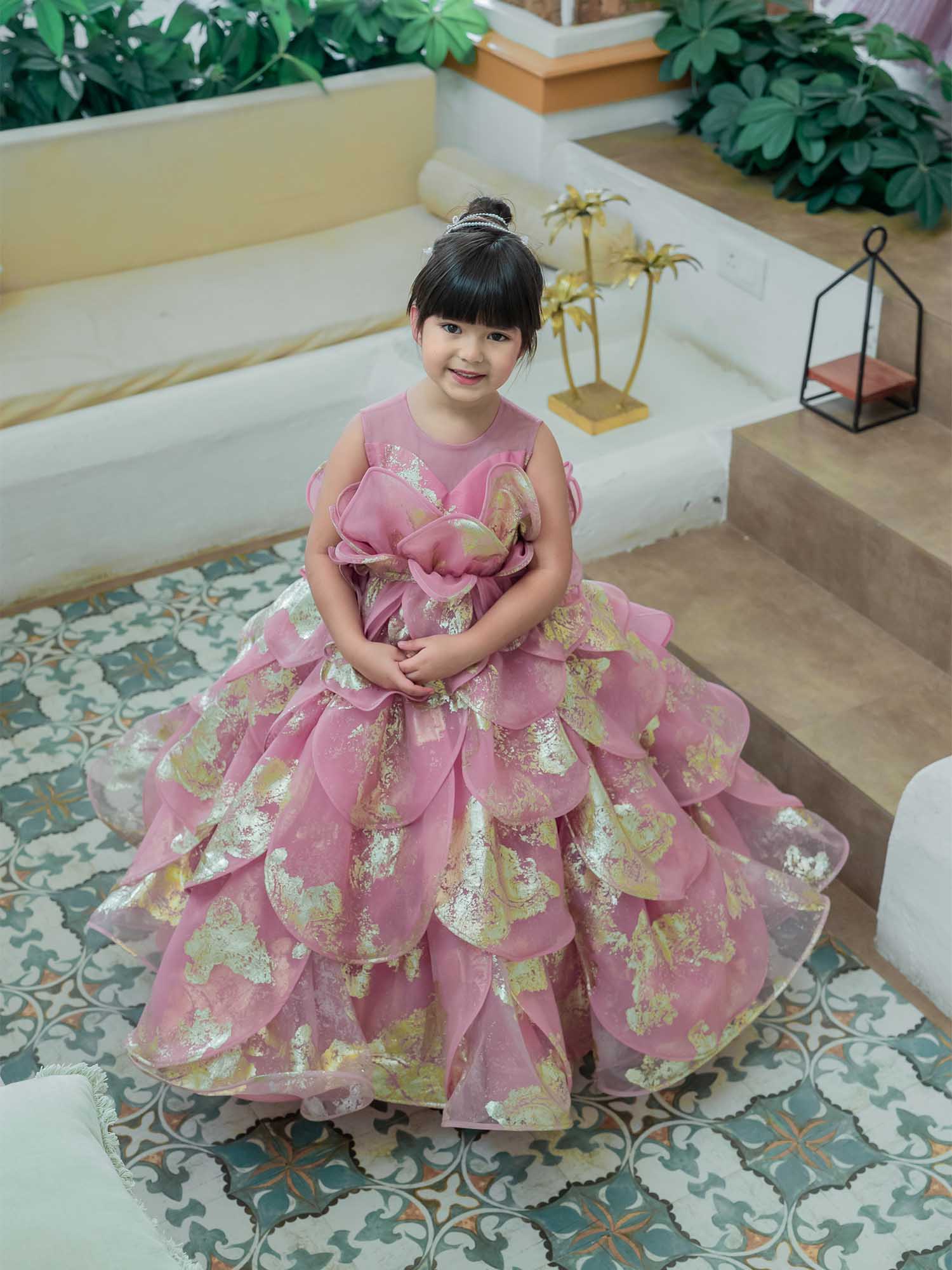 JANYAS CLOSET Enchanted Pink Petal Princess Gown