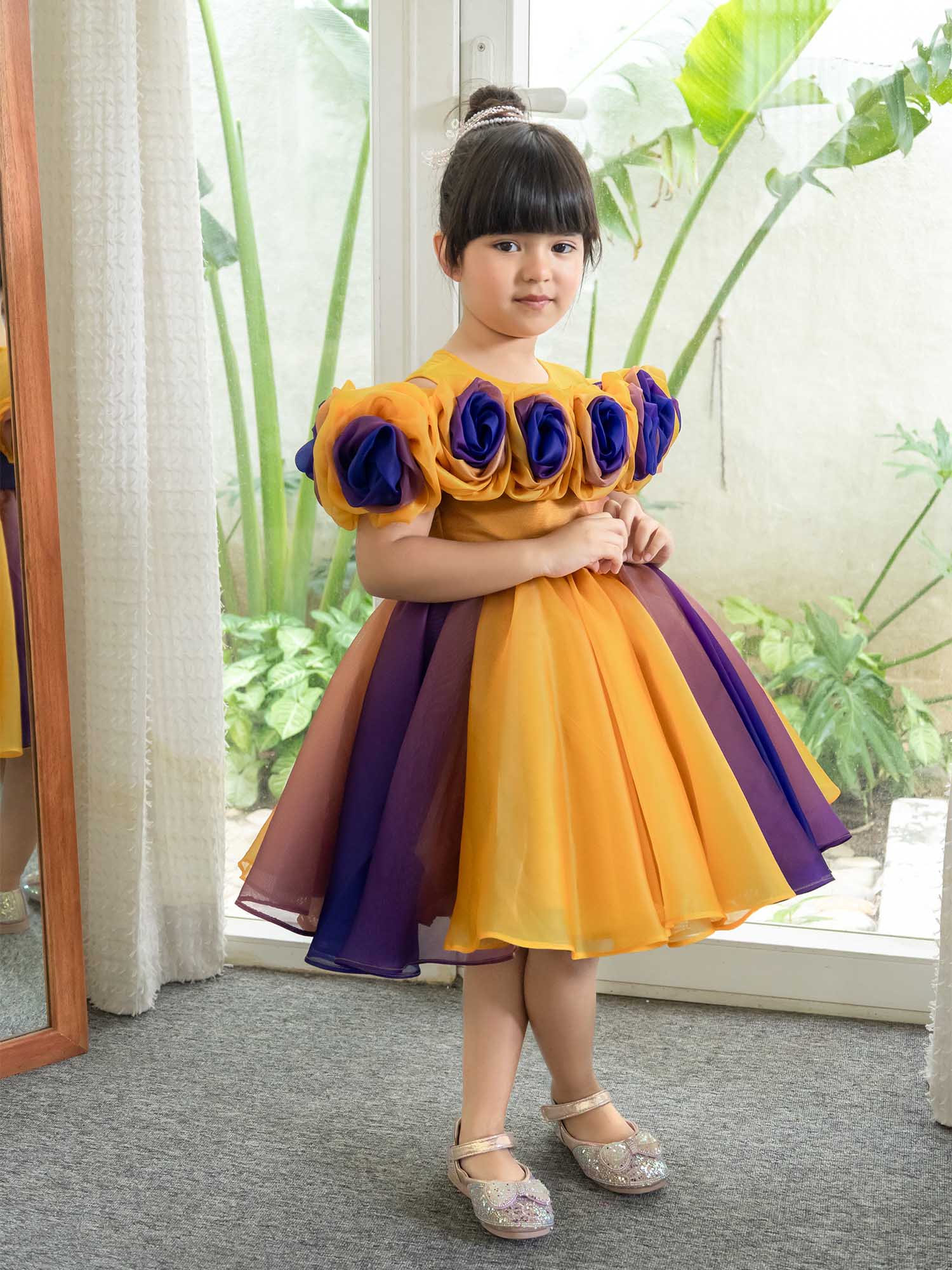 JANYAS CLOSET Rosette Royale Ombre Party Dress