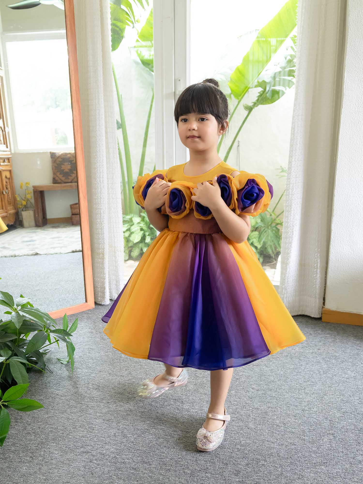 JANYAS CLOSET Rosette Royale Ombre Party Dress