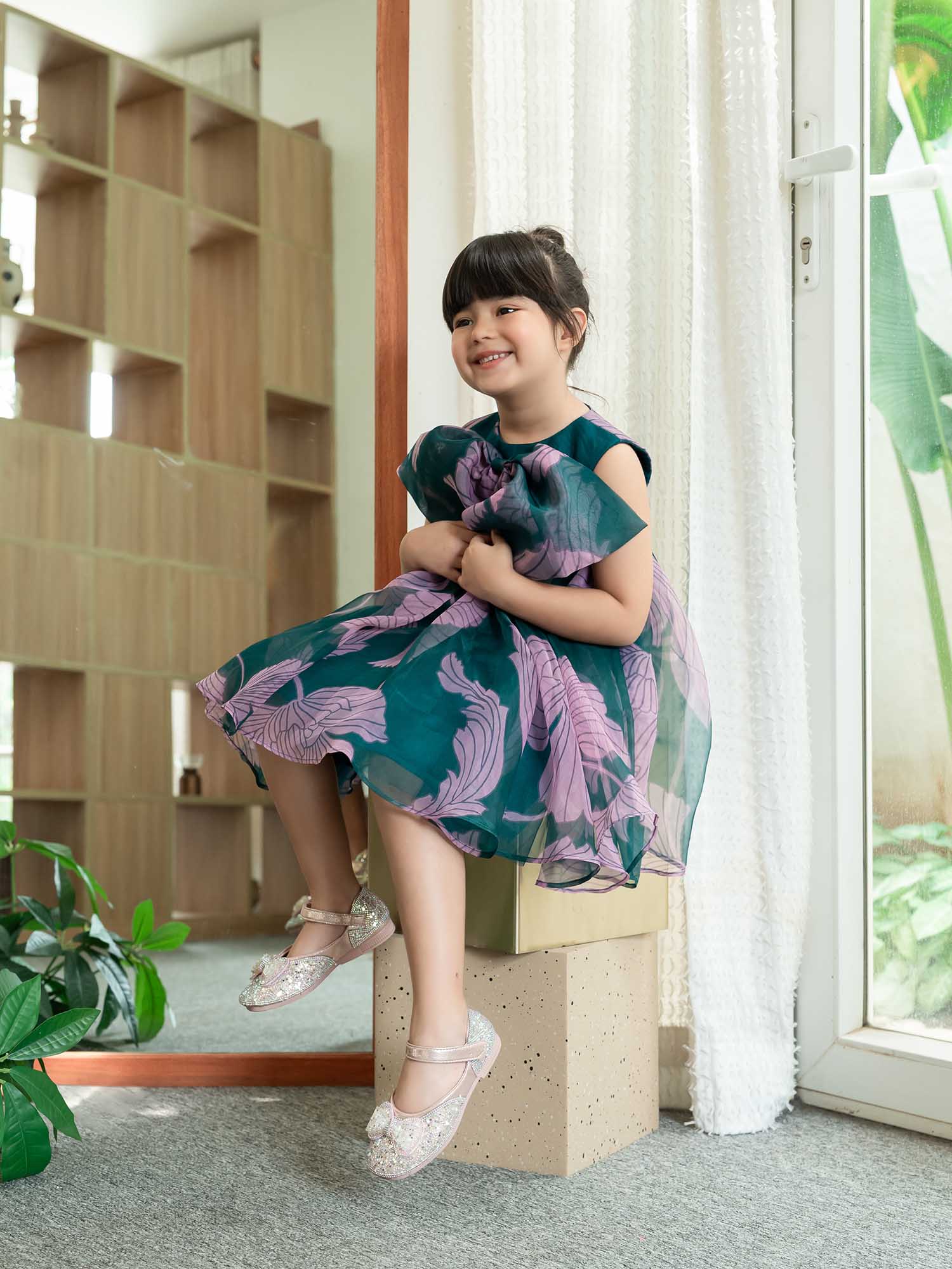printed party dress for girls