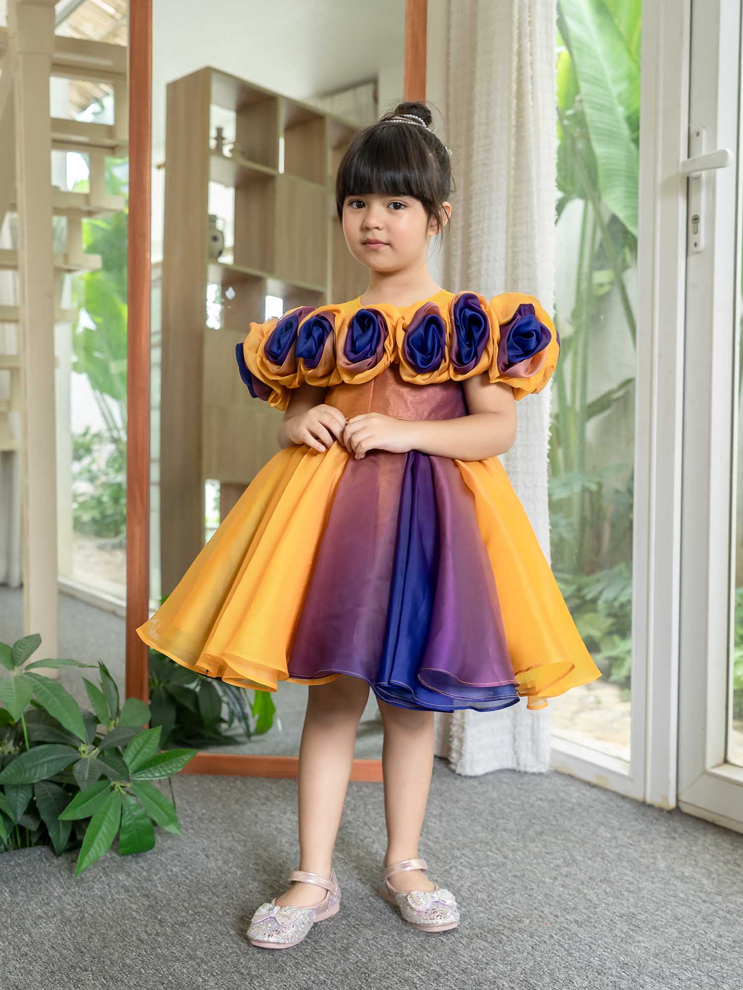 JANYAS CLOSET Rosette Royale Ombre Party Dress