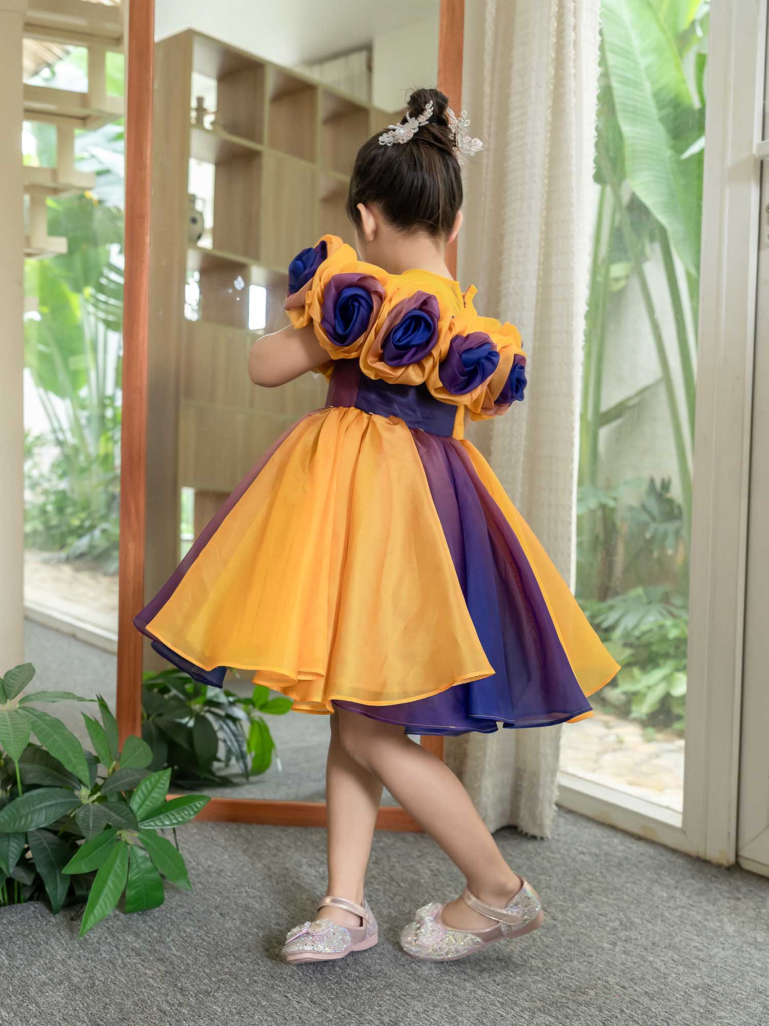 JANYAS CLOSET Rosette Royale Ombre Party Dress