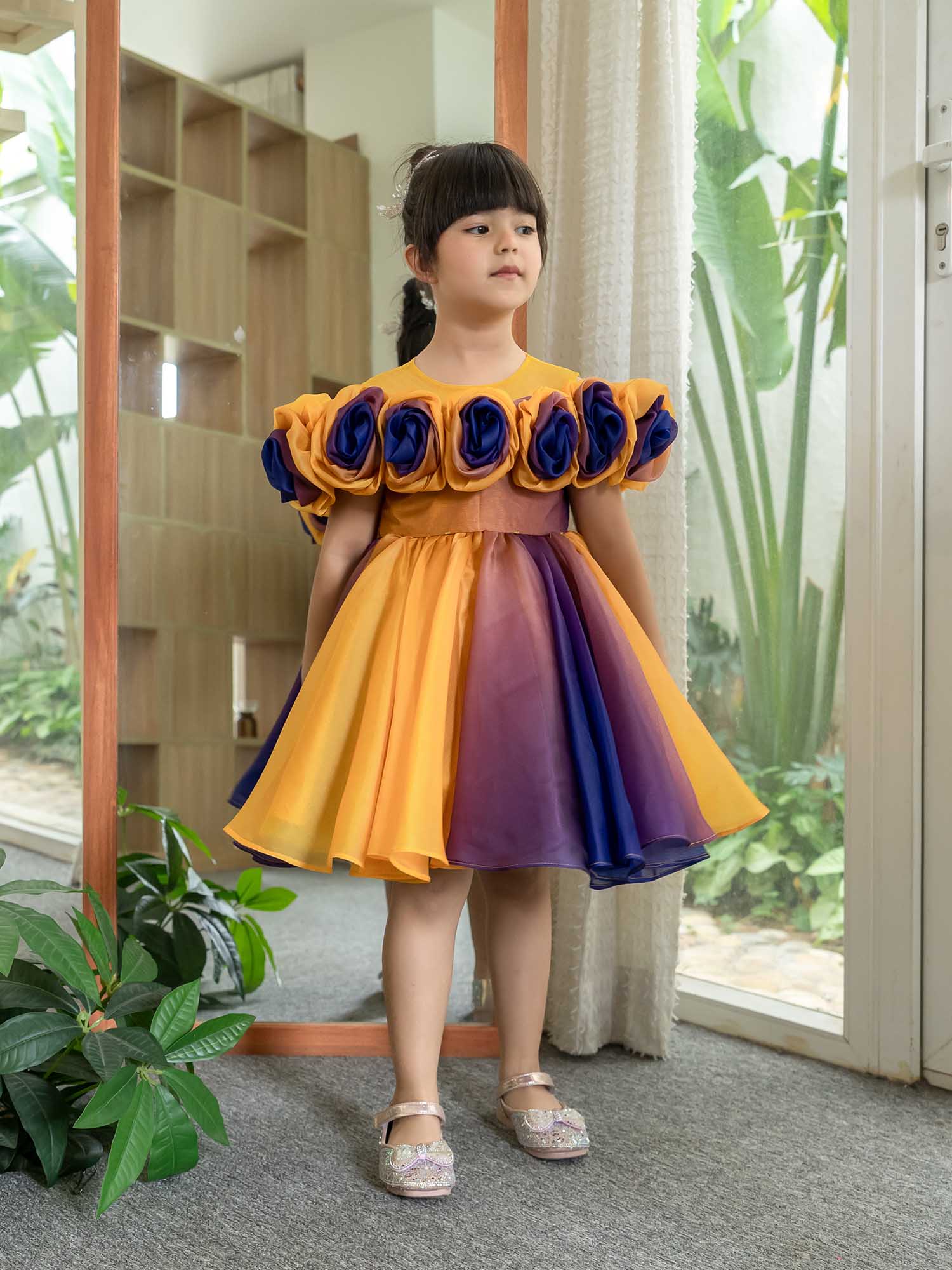JANYAS CLOSET Rosette Royale Ombre Party Dress