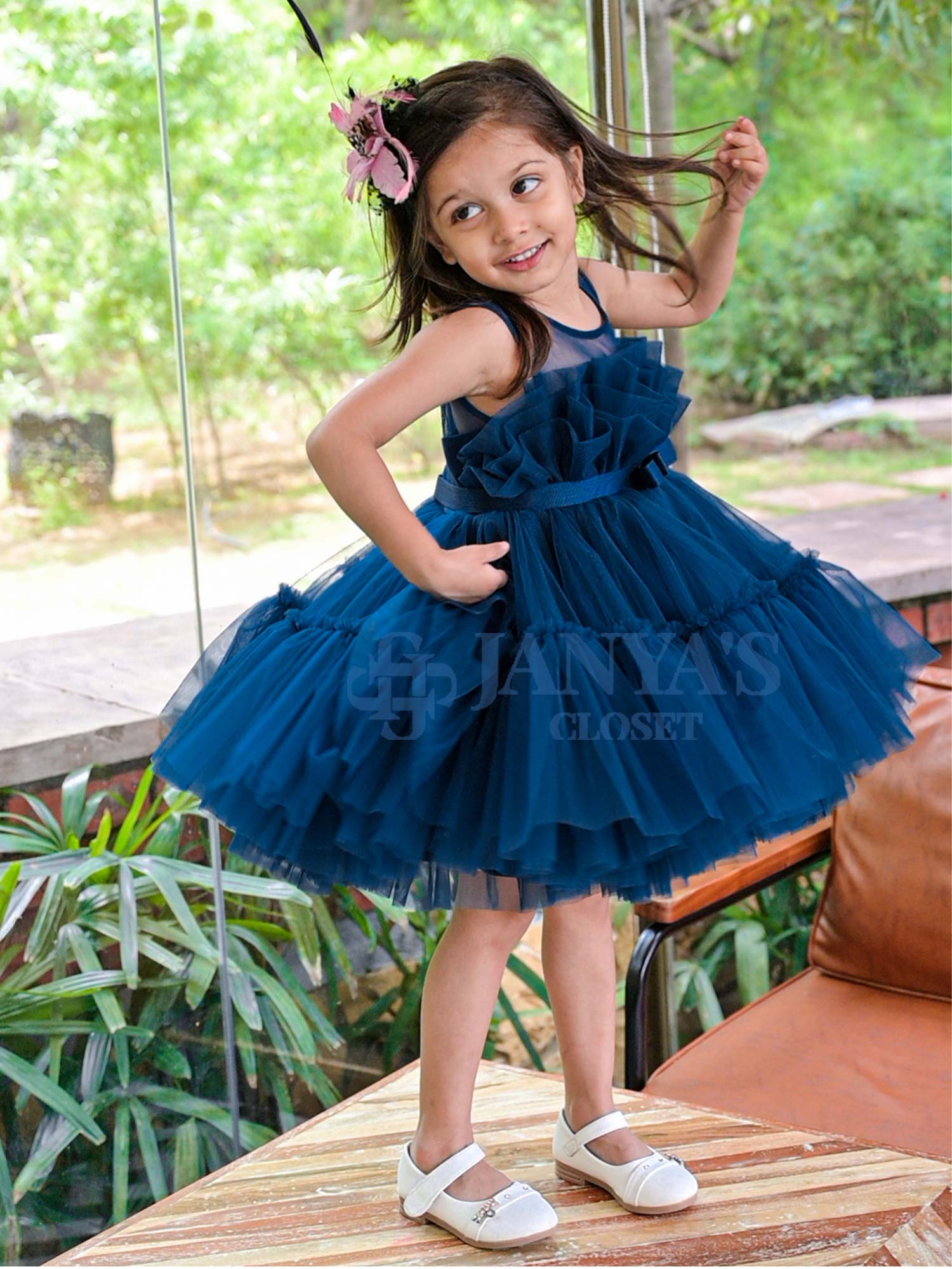 Sample Teal Blue Tiana Dress With Hair Pin * Sample Teal Blue Tiana Dress With Hair Pin *