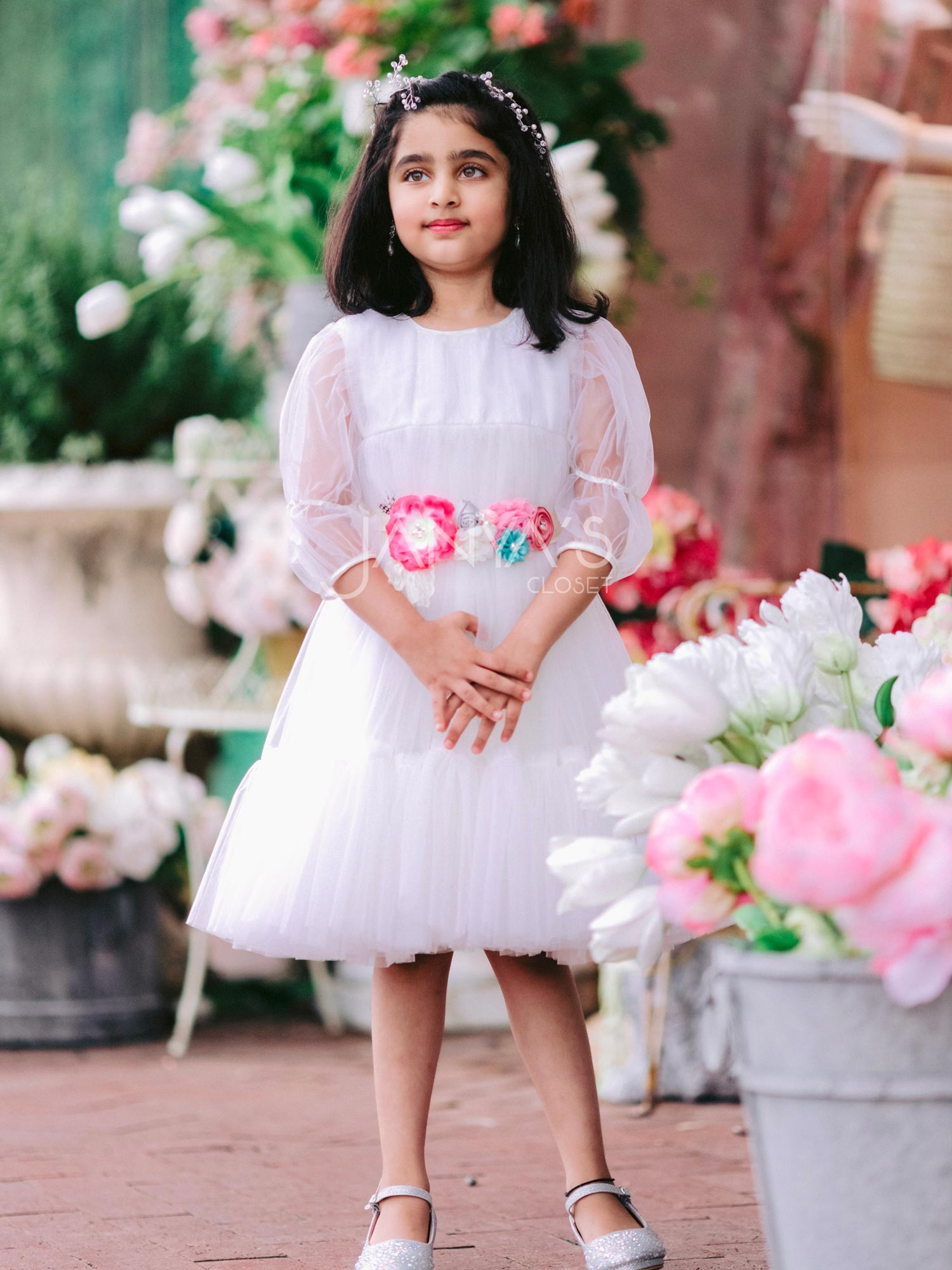 Off White Sitara Soft Net Layered Dresss
