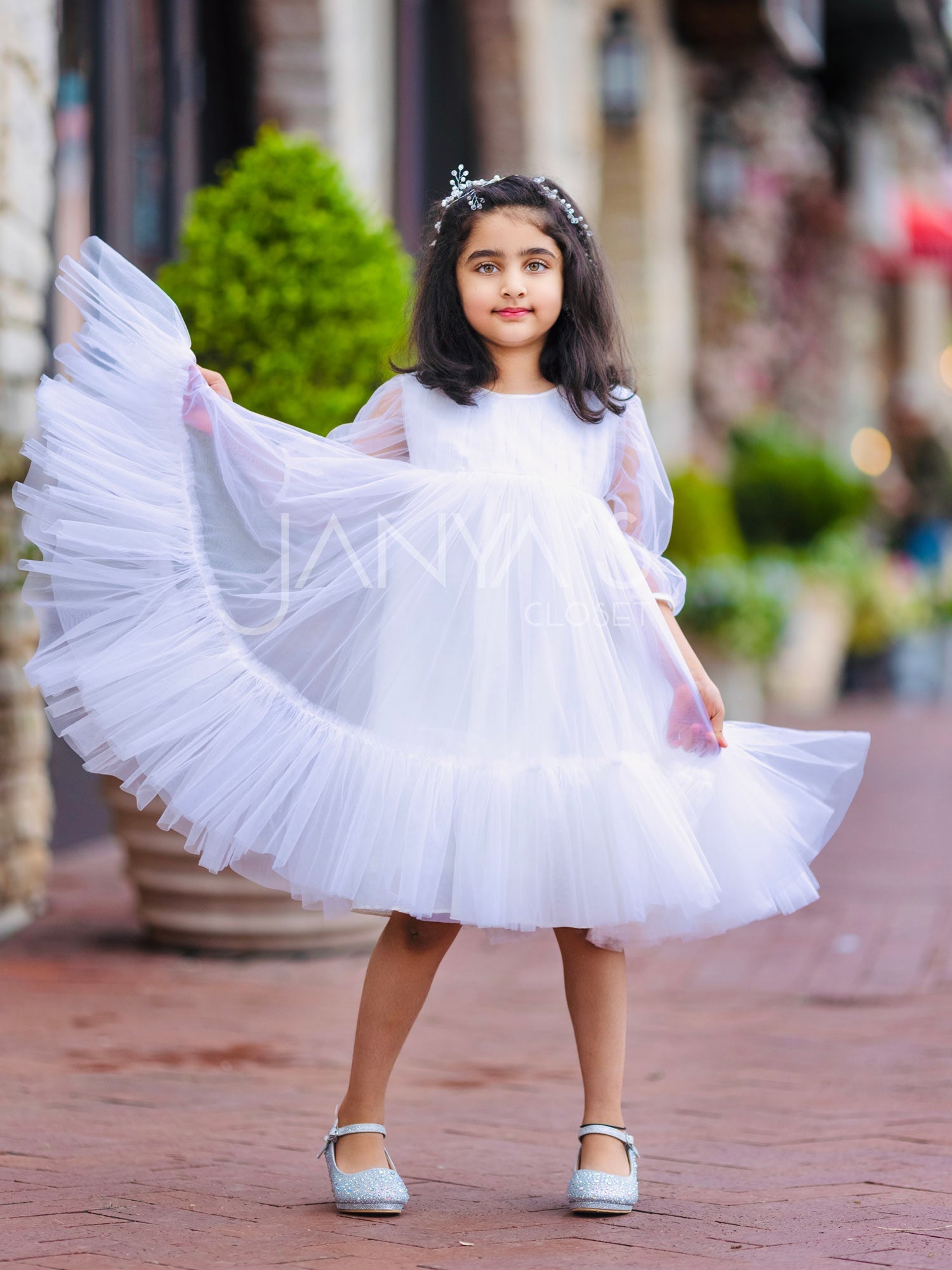Off White Sitara Soft Net Layered Dresss