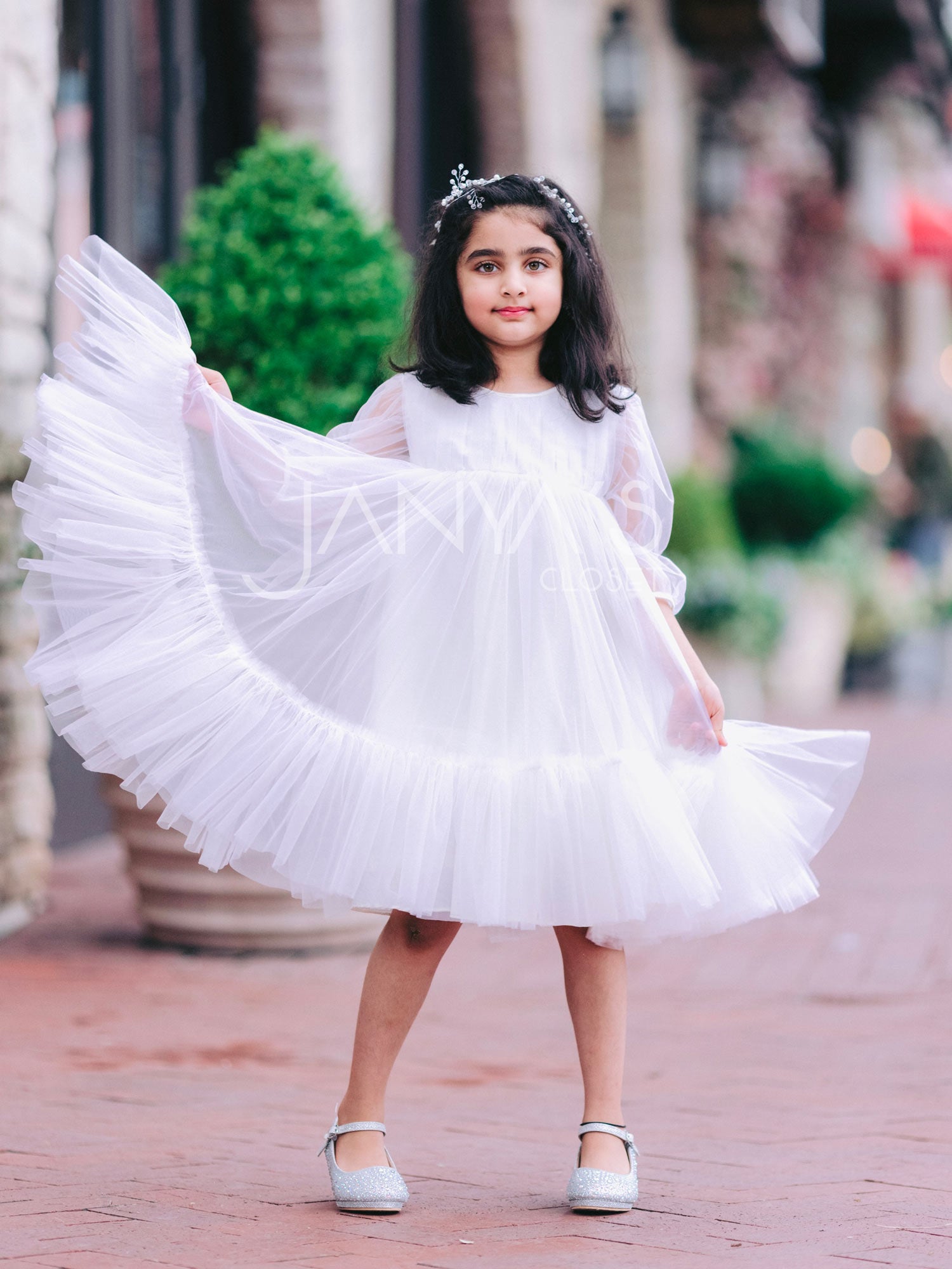 Off White Sitara Soft Net Layered Dresss
