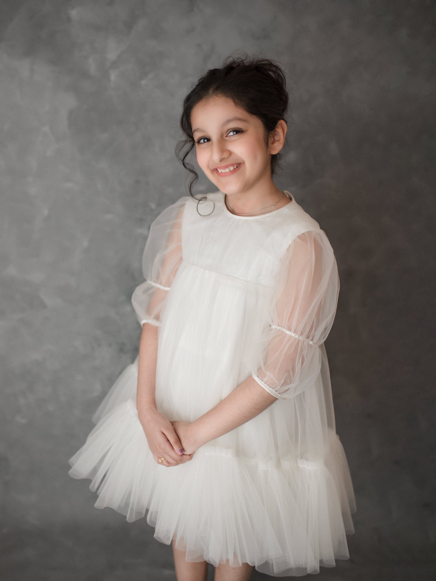 Off White Sitara Soft Net Layered Dresss