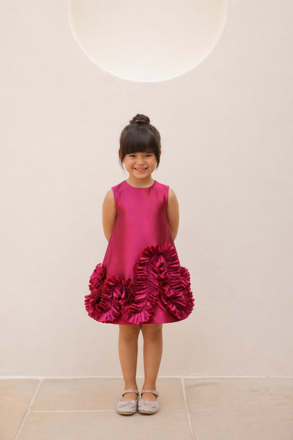 Aurelia Wine Taffeta Ruffle Dress