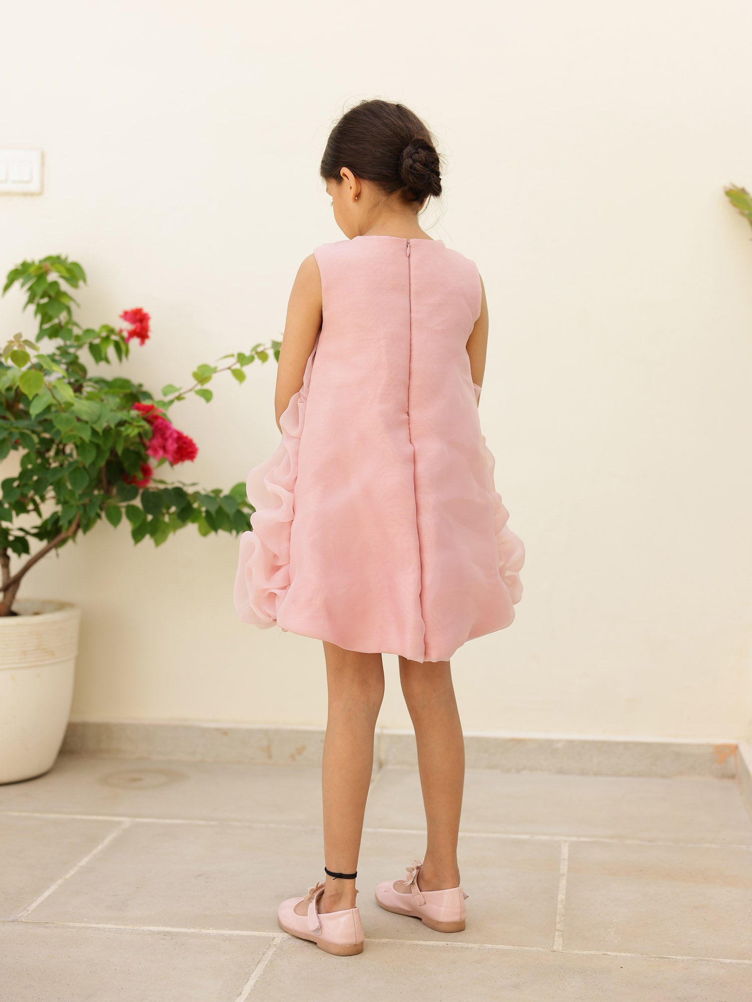 JANYAS CLOSET Mauve Pink Celestial Tuck Ruffle Dress