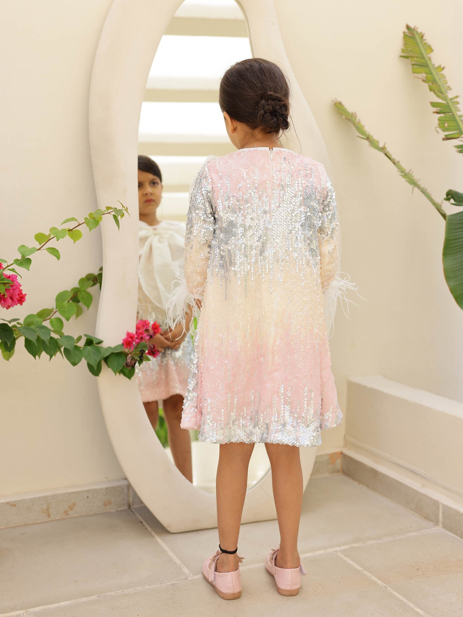 pink and white sequin dress Studio Starlet Sequin Mini Dress Baby Pink