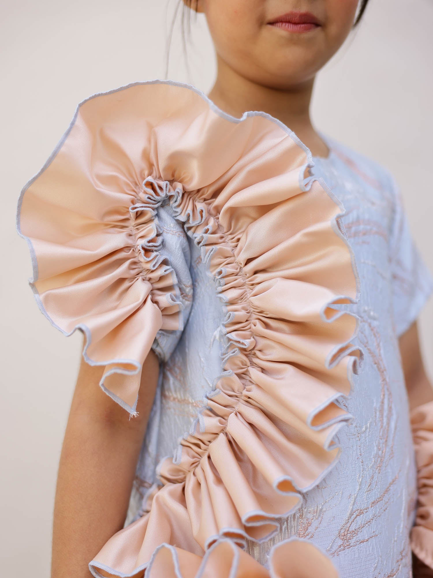 Sample Blue Jacquard Ruffled Dress