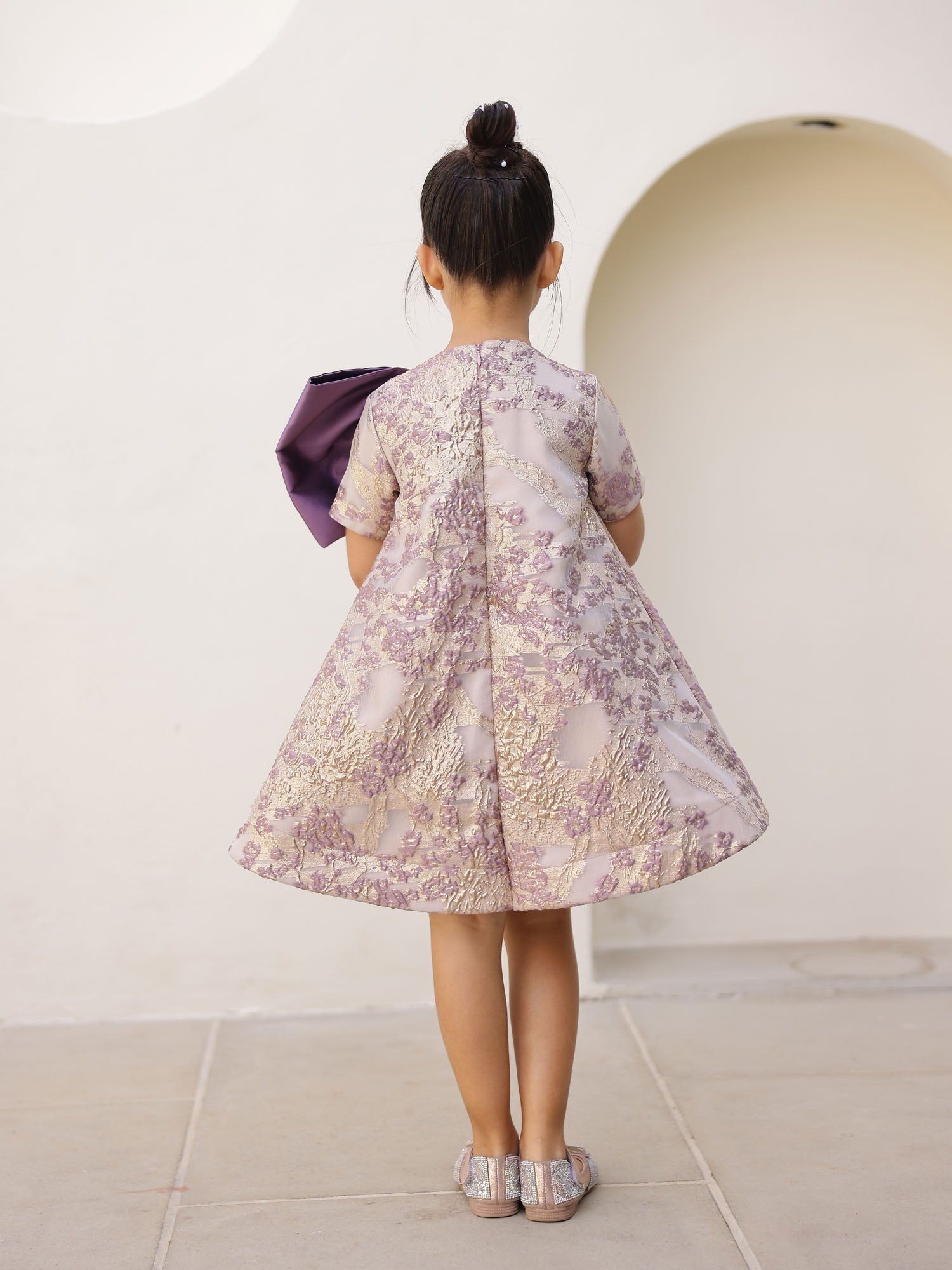 JANYAS CLOSET Royal Violet Bow Party Dress