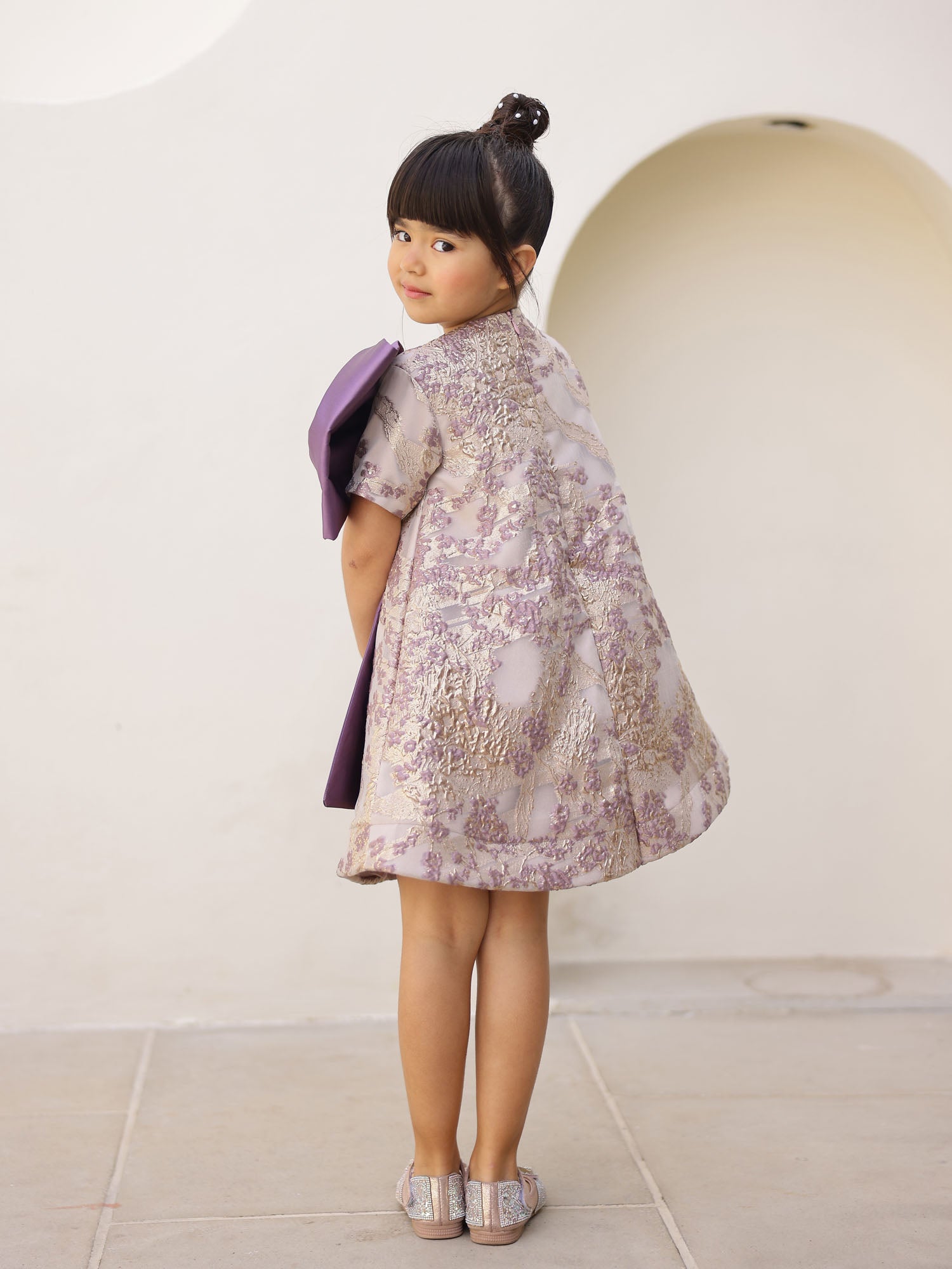 JANYAS CLOSET Royal Violet Bow Party Dress