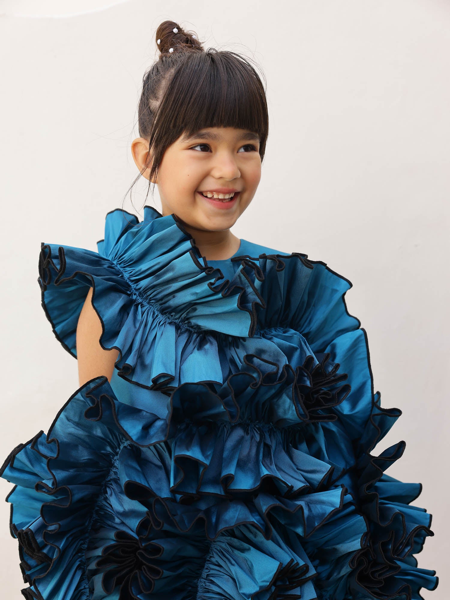 JANYAS CLOSET Teal Blue Ruffle Flower Girl Party Dress