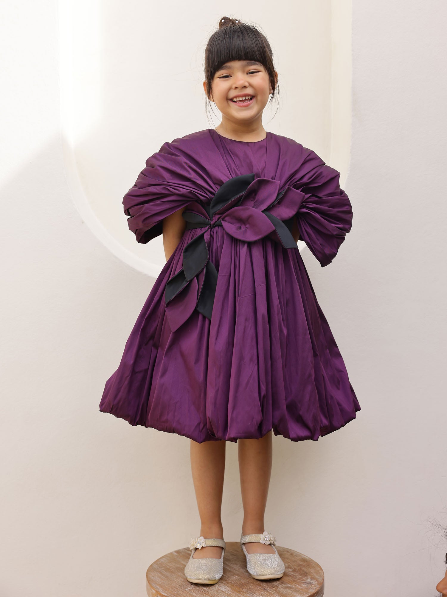 JANYAS CLOSET Purple Drape Flower Girl Party Dress