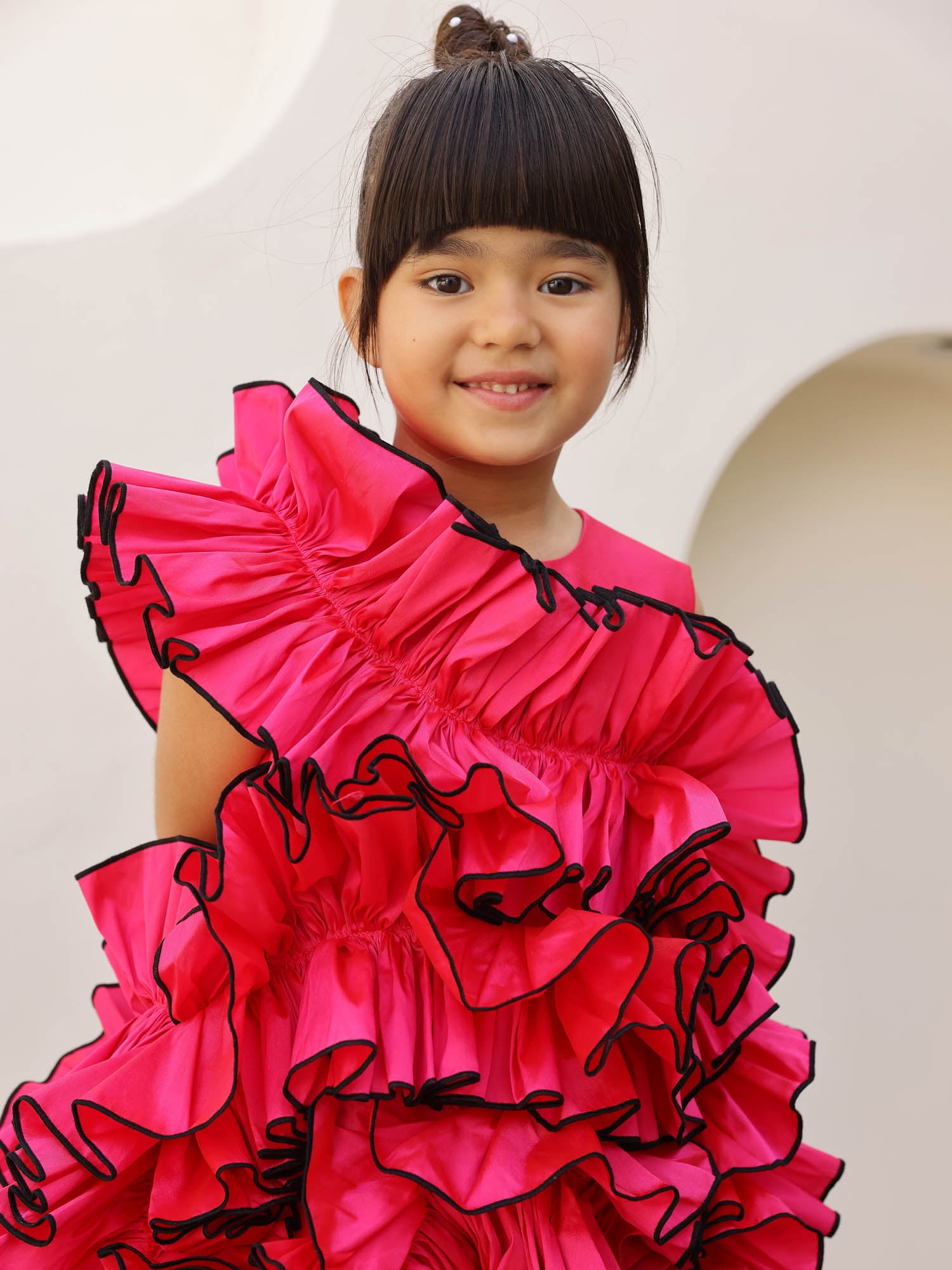 JANYAS CLOSET Fuchsia Pink Ruffle Flower Girl Party Dress