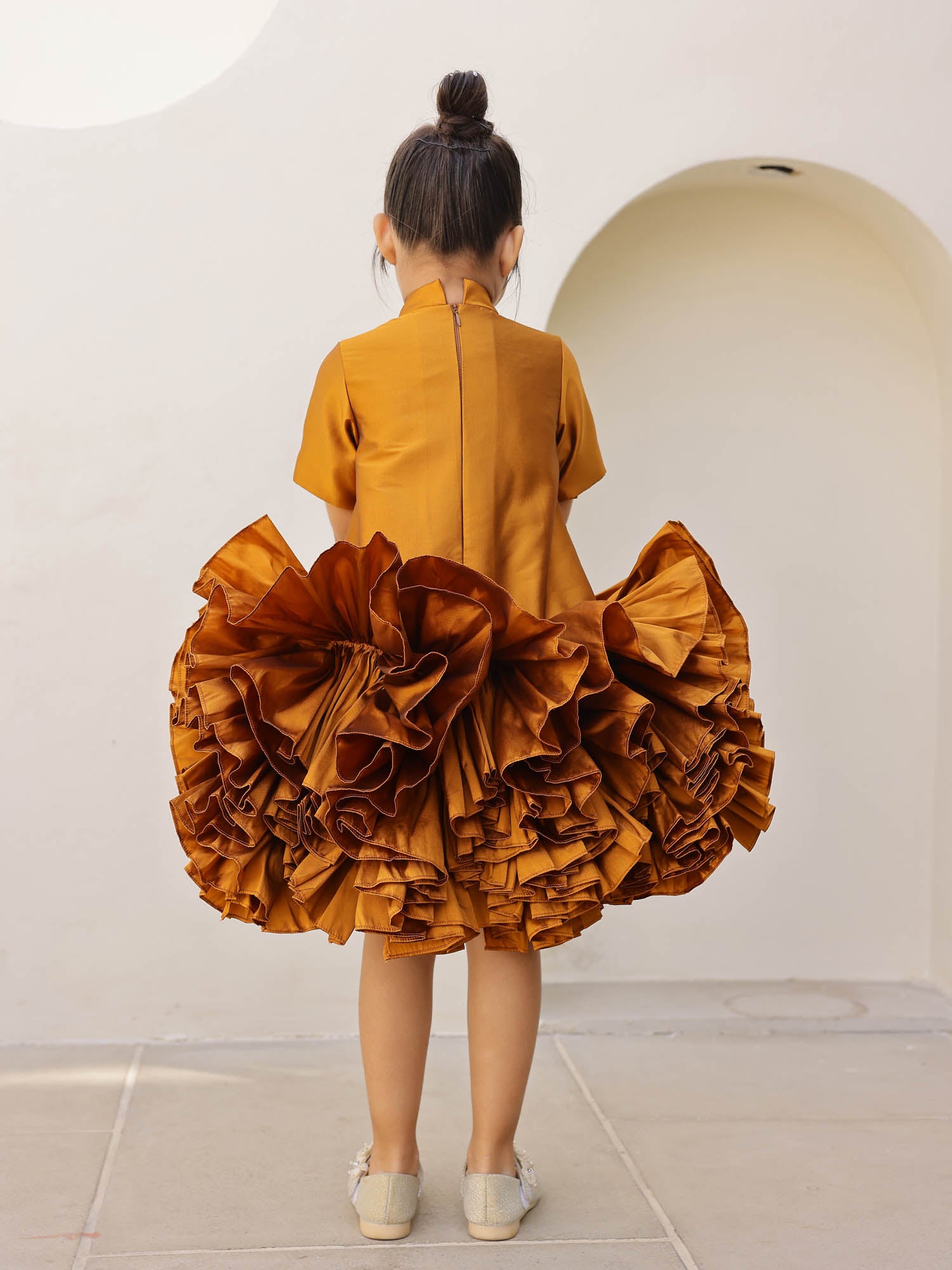JANYAS CLOSET Golden Whispering  Ruffle Dress