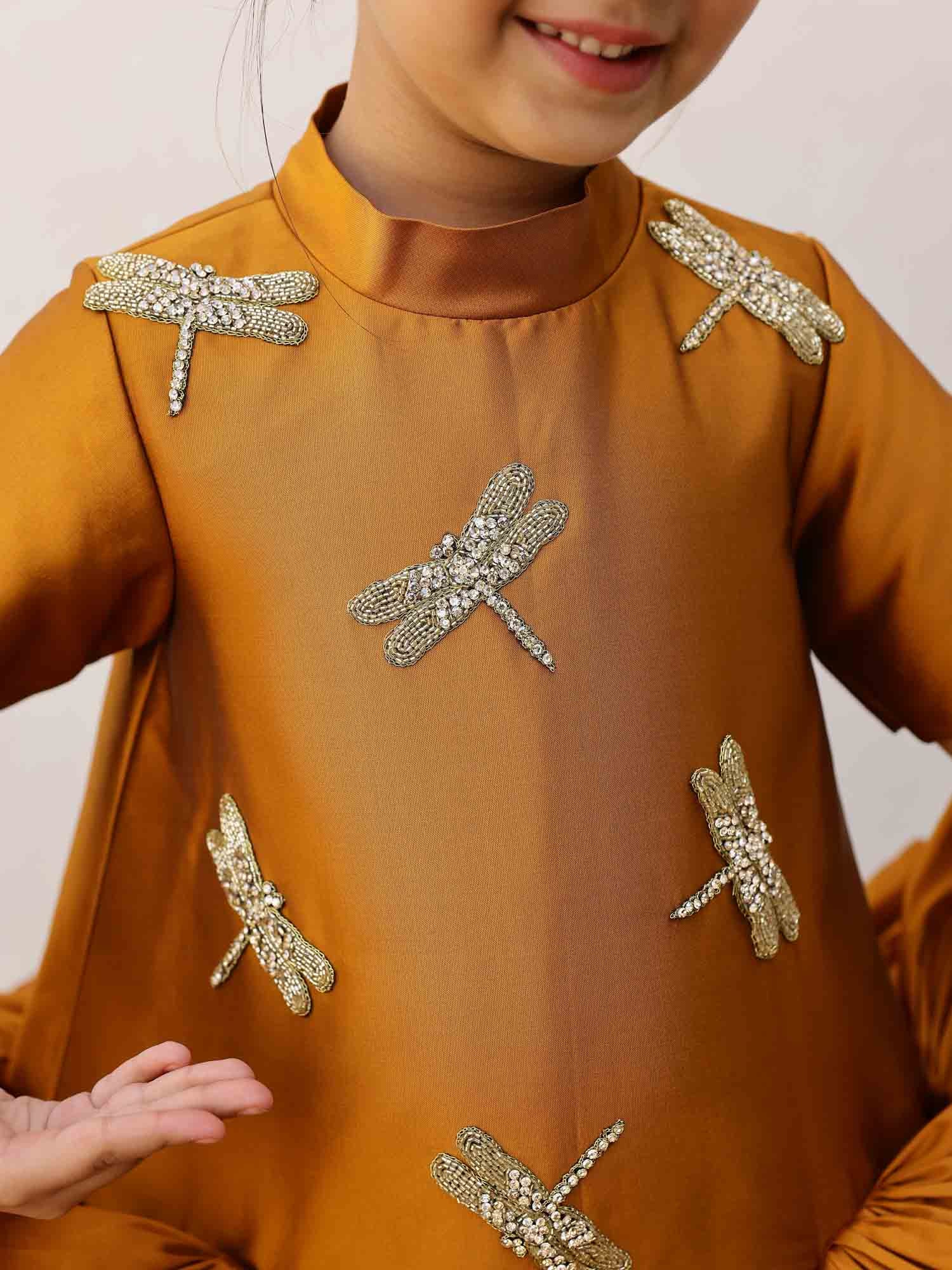 JANYAS CLOSET Golden Whispering  Ruffle Dress