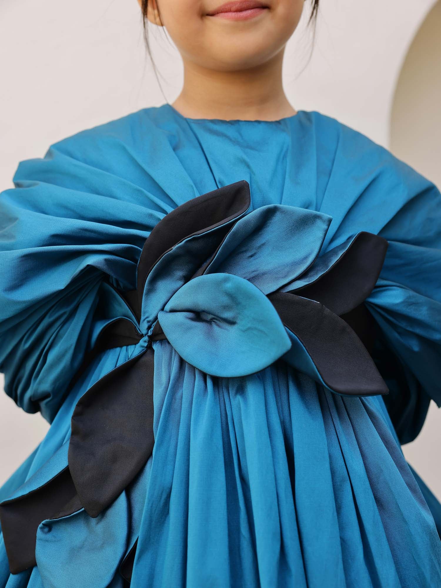 JANYAS CLOSET Teal Blue Jessica Drape Flower Girl Party Dress