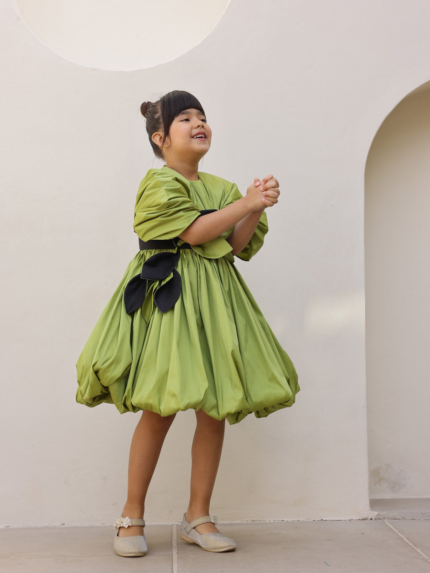 JANYAS CLOSET Green Jessica Drape Flower Girl Party Dress