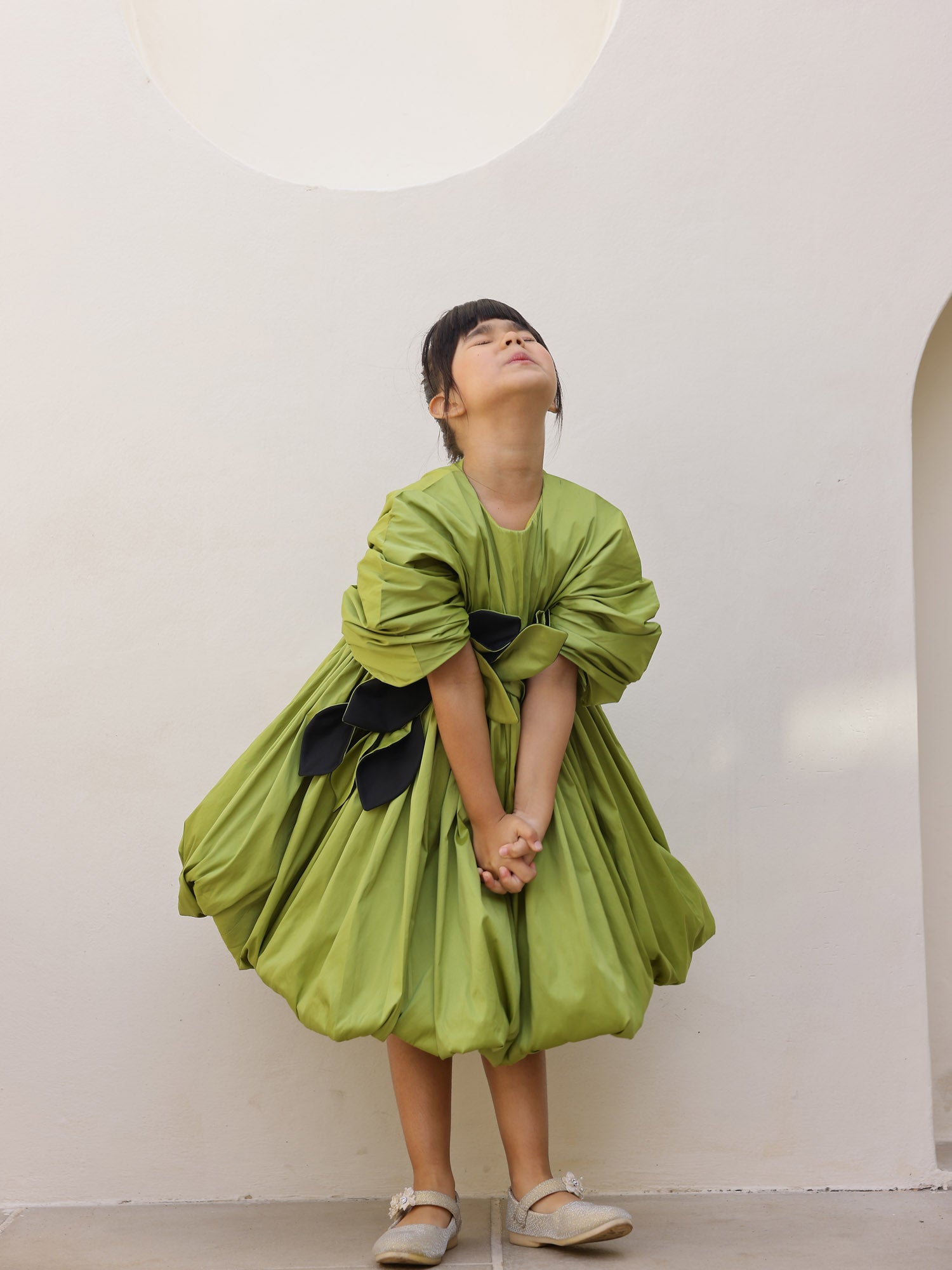 JANYAS CLOSET Green Jessica Drape Flower Girl Party Dress