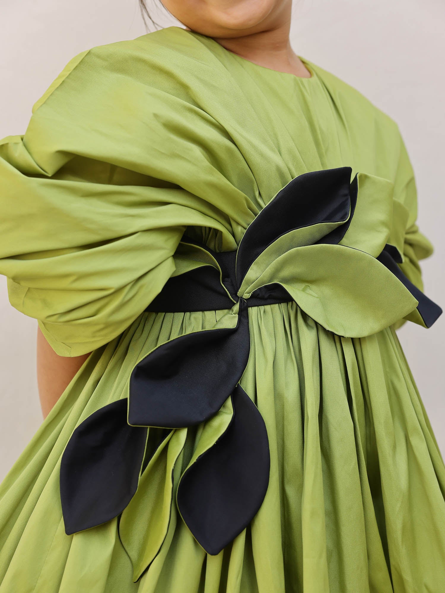 JANYAS CLOSET Green Jessica Drape Flower Girl Party Dress