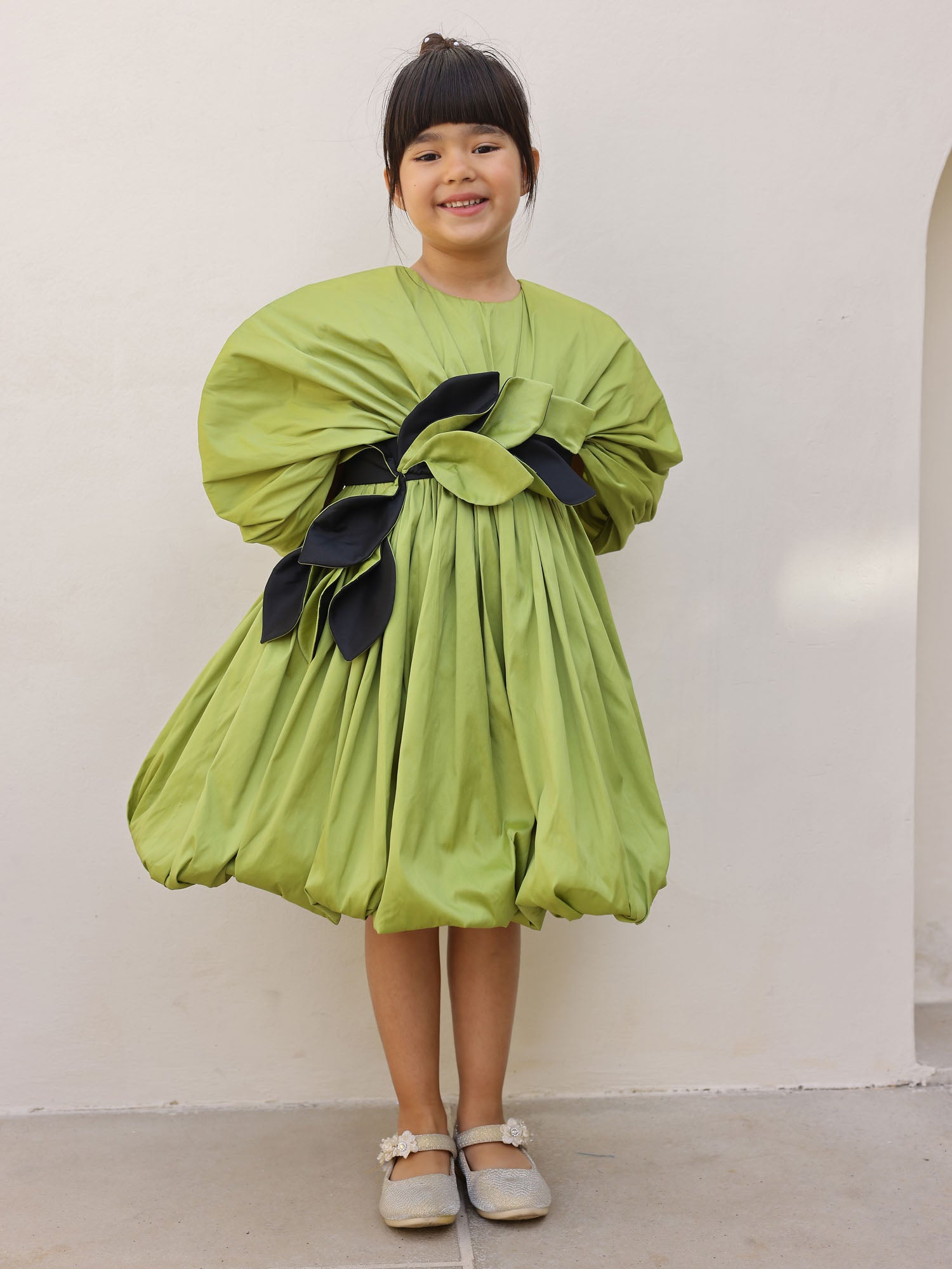 JANYAS CLOSET Green Jessica Drape Flower Girl Party Dress