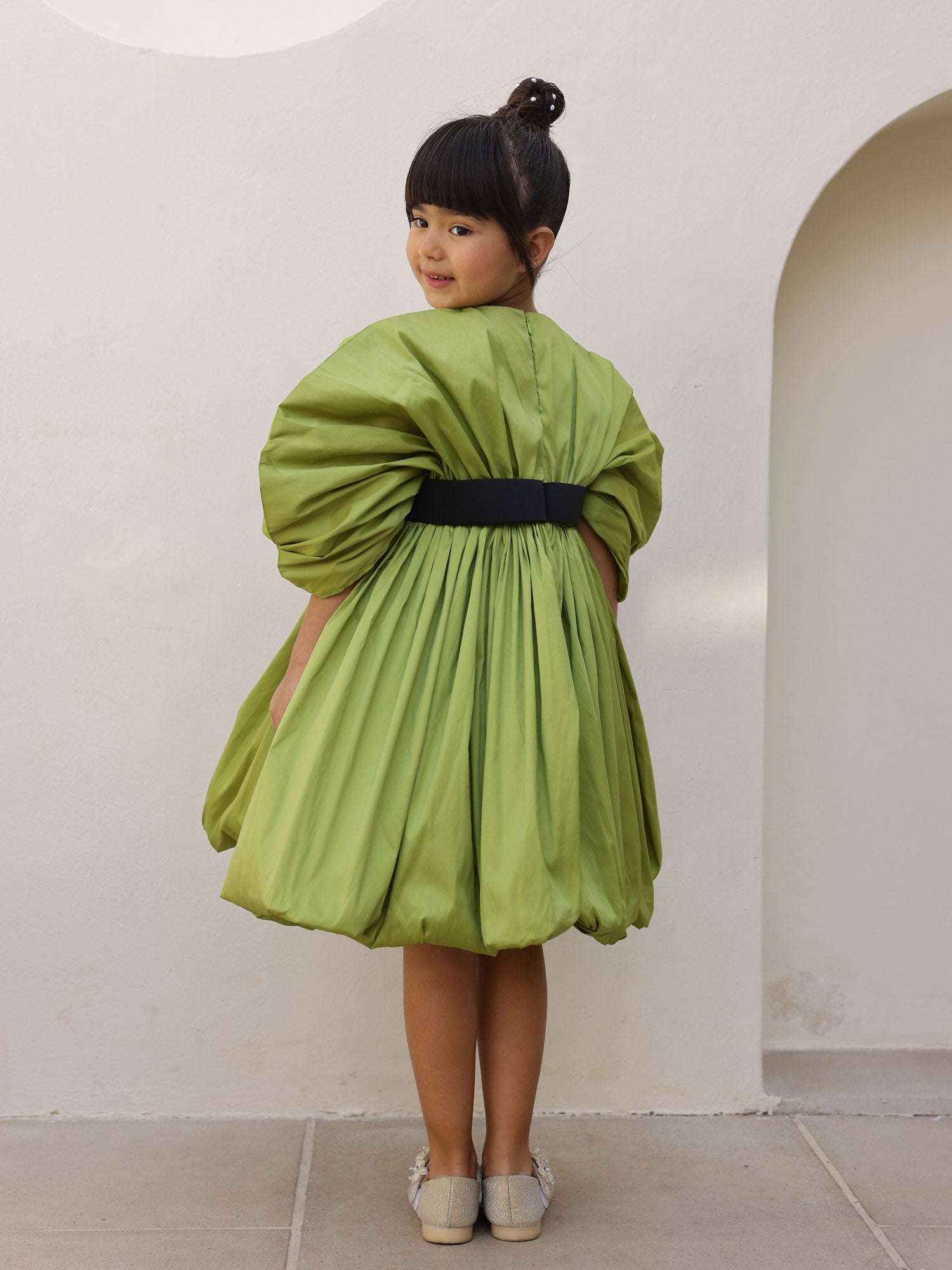 JANYAS CLOSET Green Jessica Drape Flower Girl Party Dress