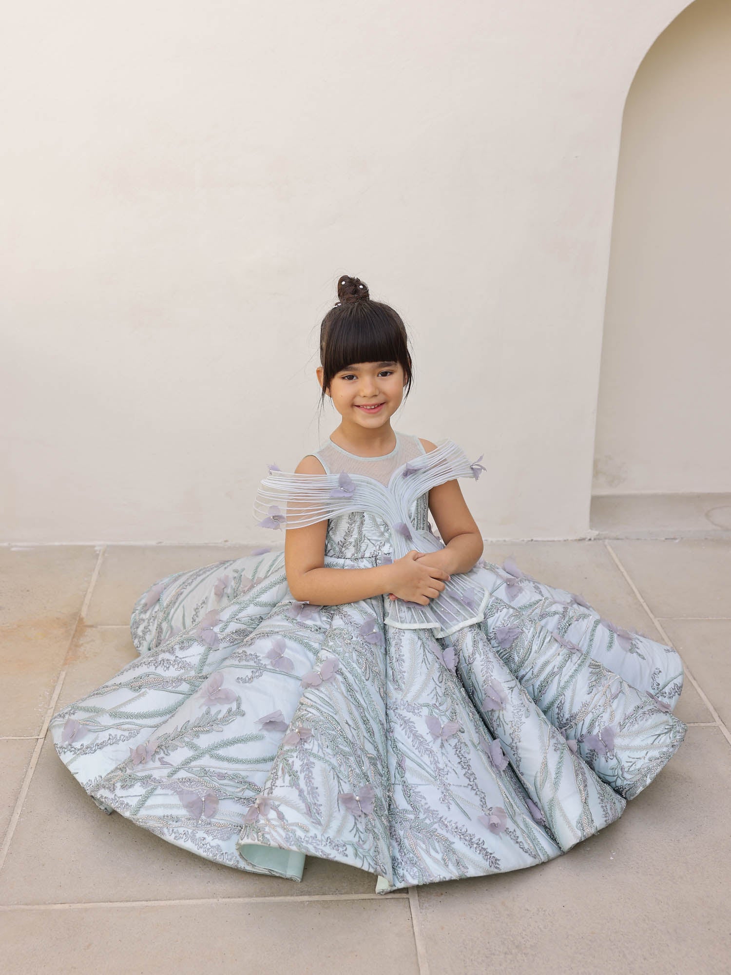 Sample Luxe Green Draped Scallop Gown