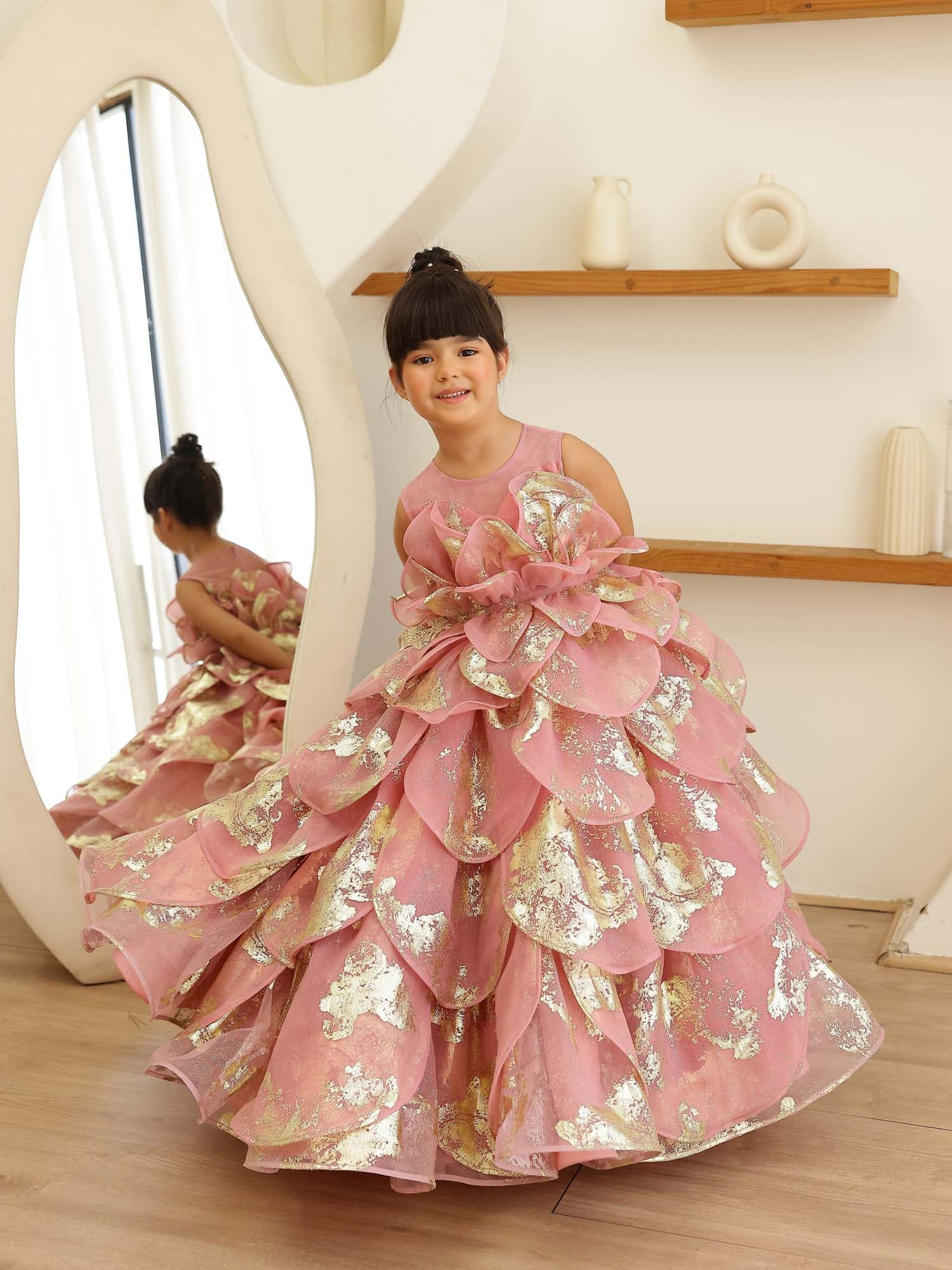 JANYAS CLOSET Enchanted Pink Petal Princess Gown