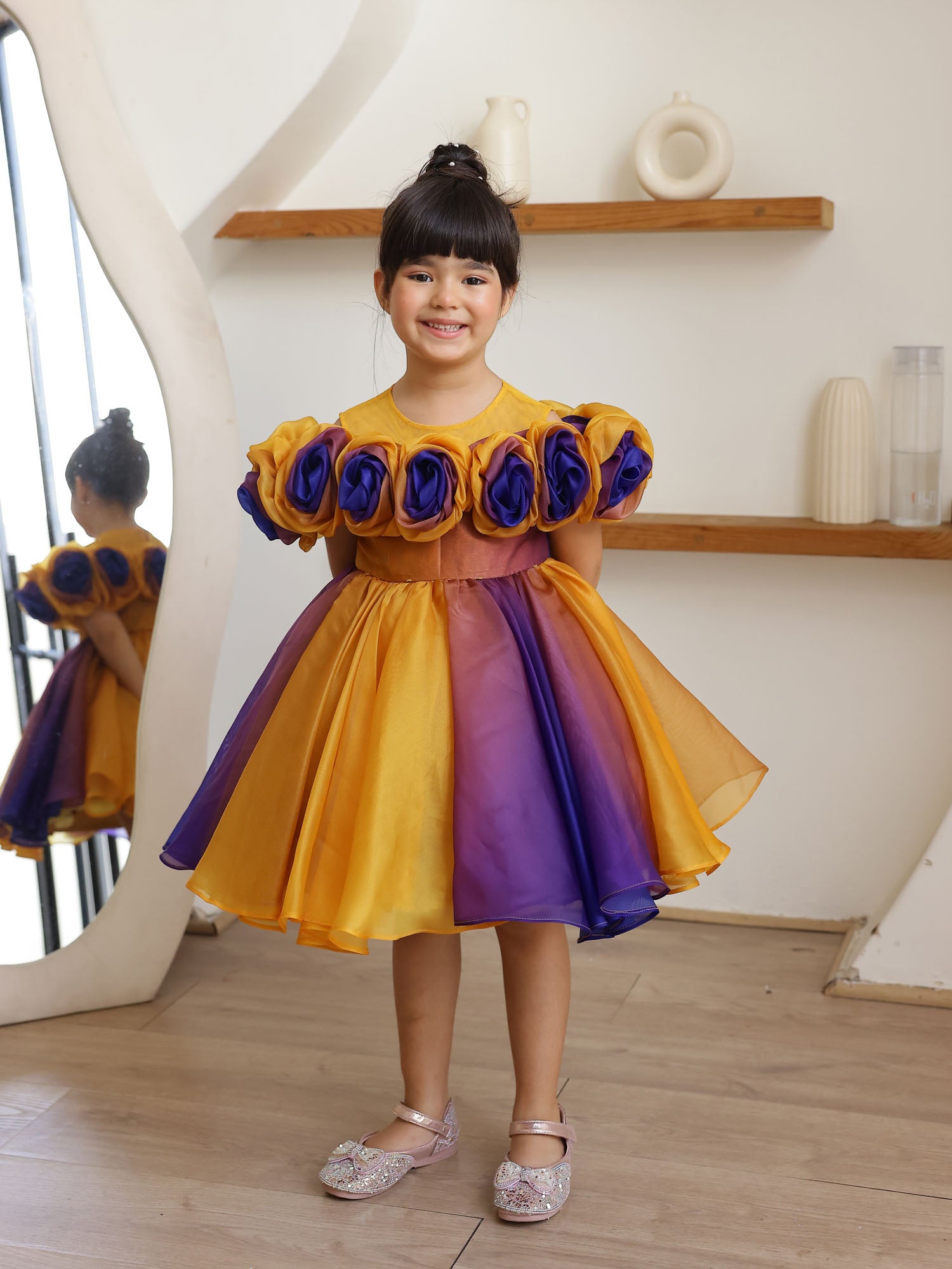 JANYAS CLOSET Rosette Royale Ombre Party Dress