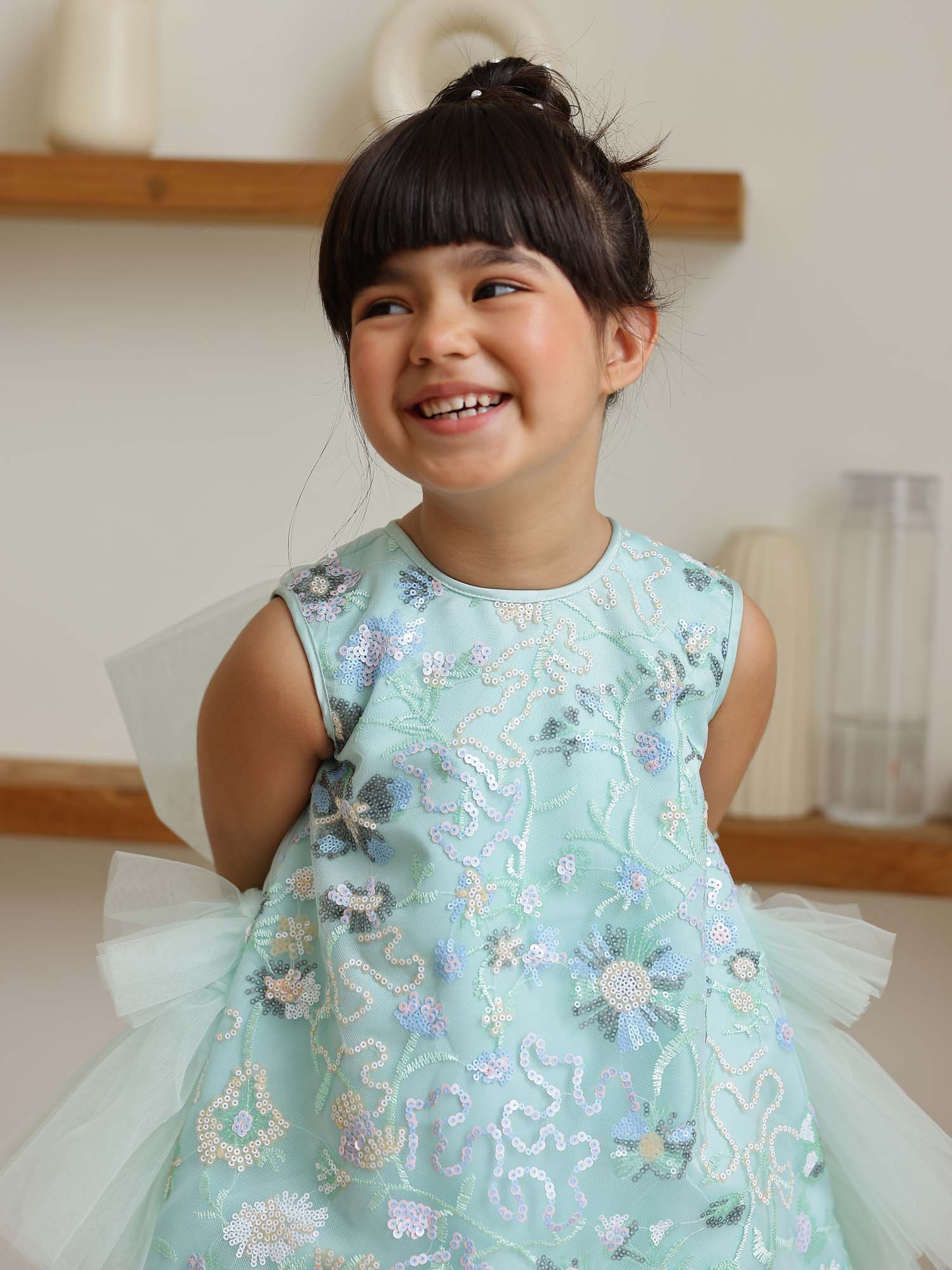 JANYAS CLOSET Ocean Glow Aqua Green Party Dress