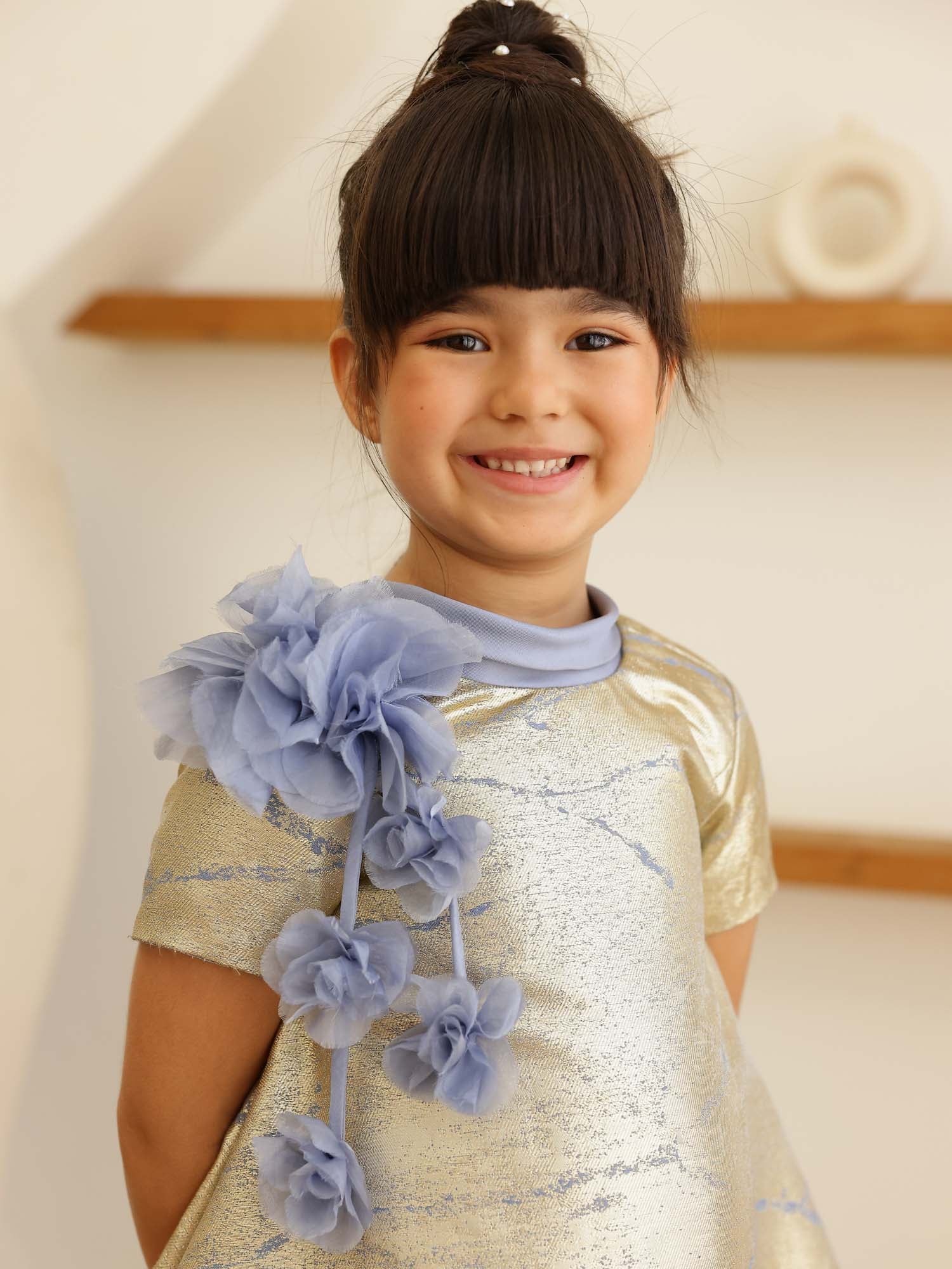 JANYAS CLOSET Metallic Jacquard Bow Dream Dress