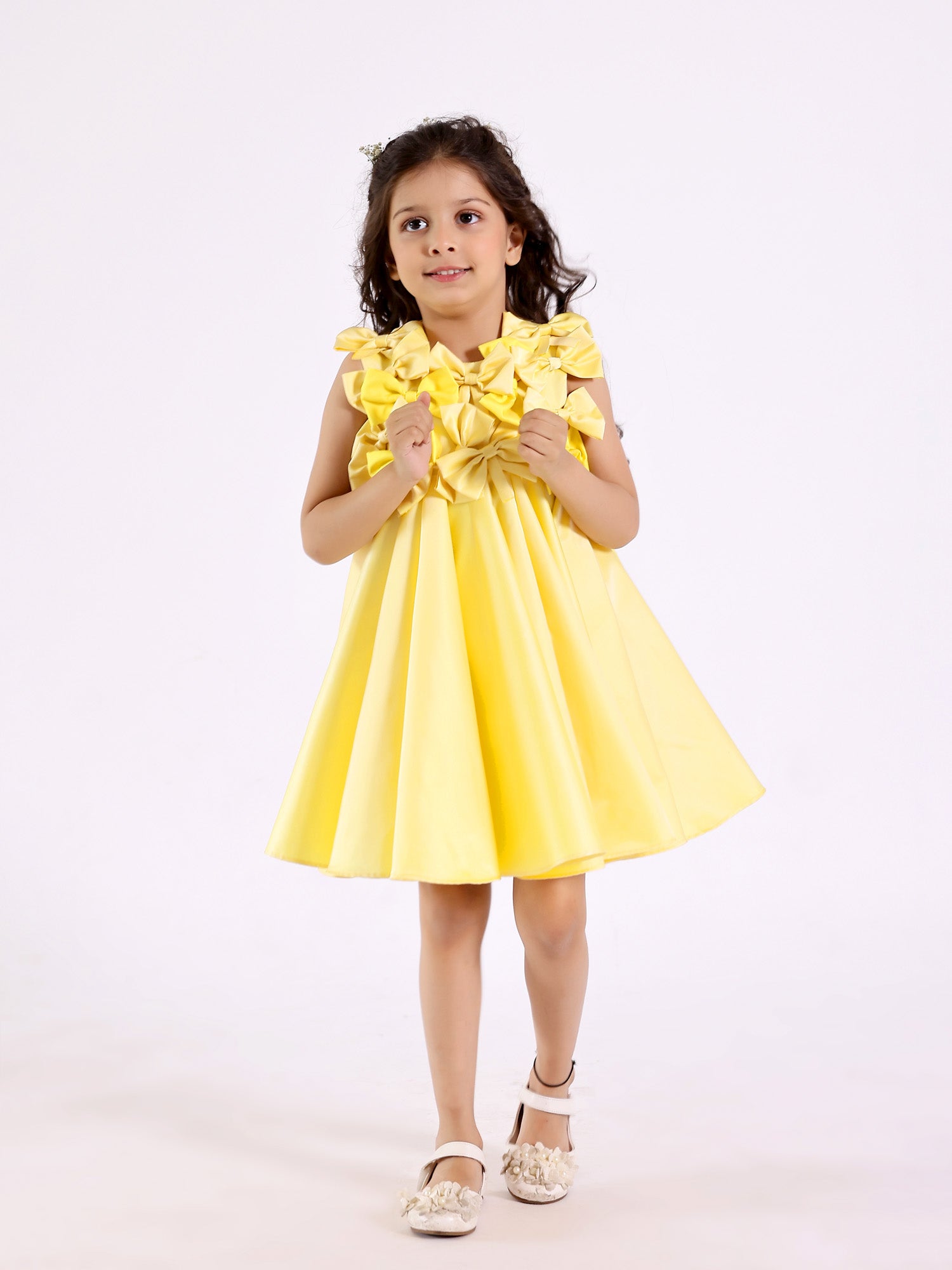 Sample Janya's Closet: Twirly Yellow Bows Dress