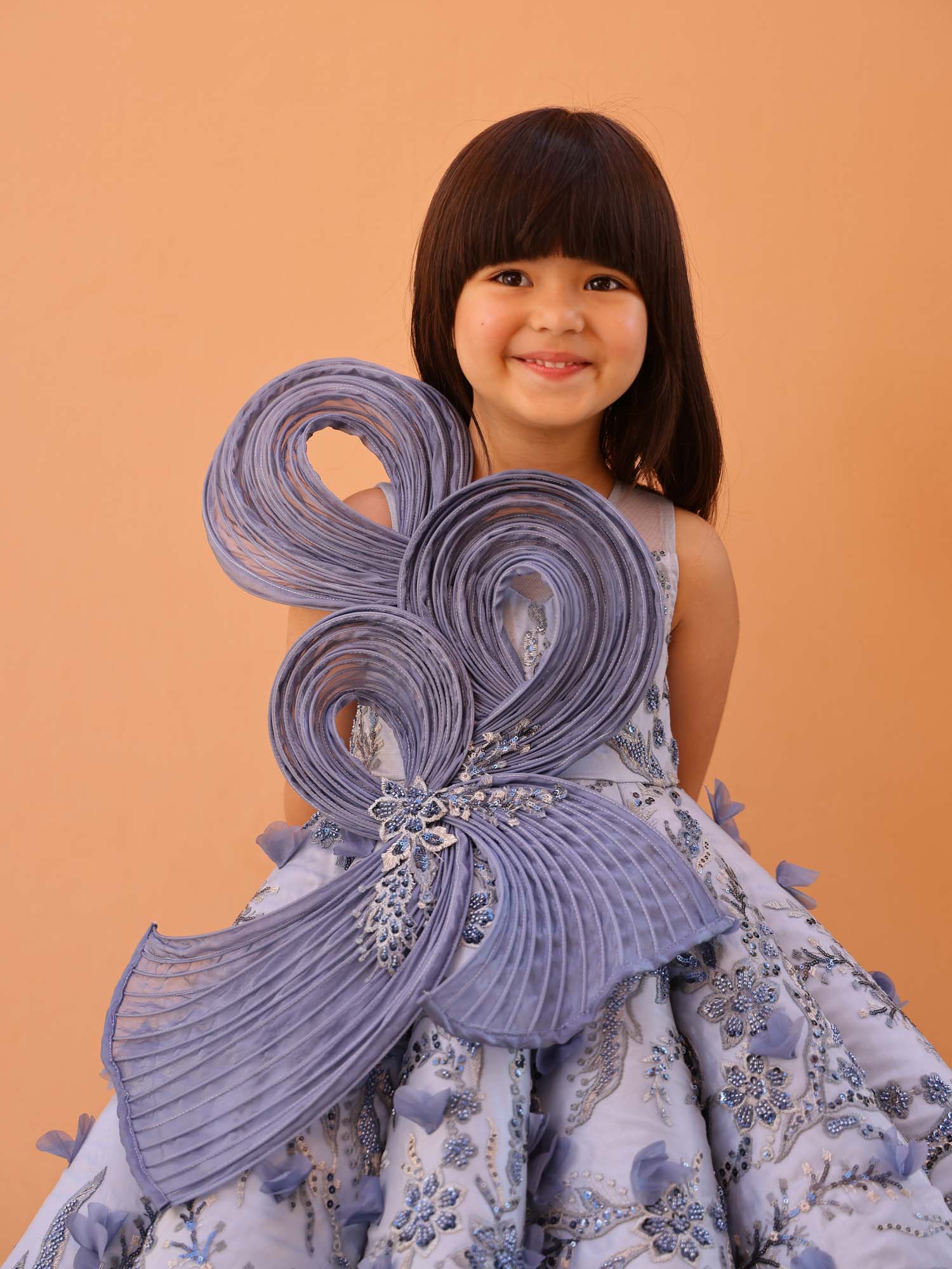 Sample JANYAS CLOSET Celestia Grey Couture Gown with 3D Flowers