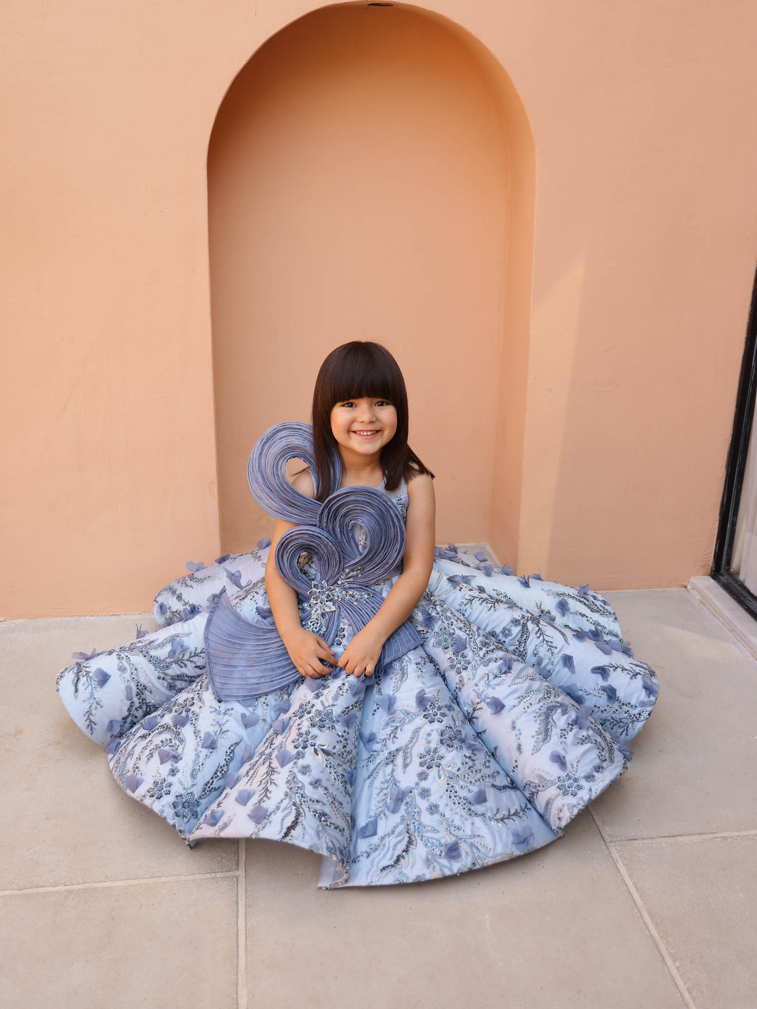 Sample JANYAS CLOSET Celestia Grey Couture Gown with 3D Flowers