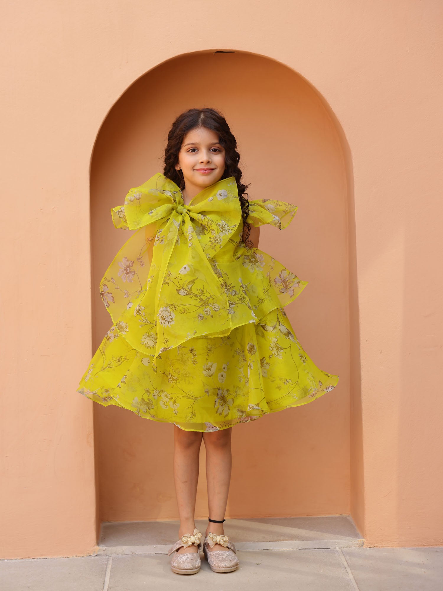 Sample JANYAS CLOSET Green Tiered Angela Bow Dress