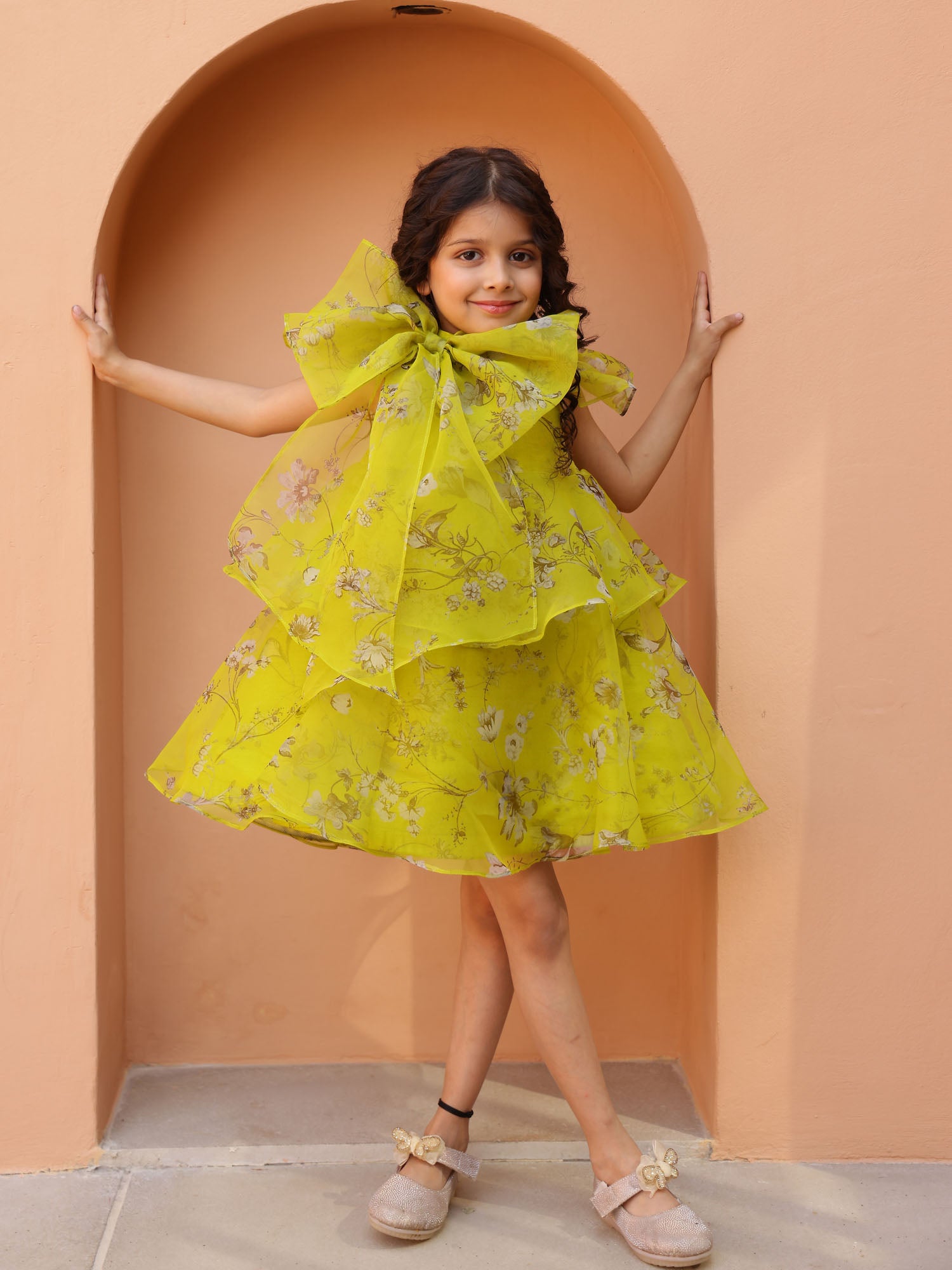 Sample JANYAS CLOSET Green Tiered Angela Bow Dress