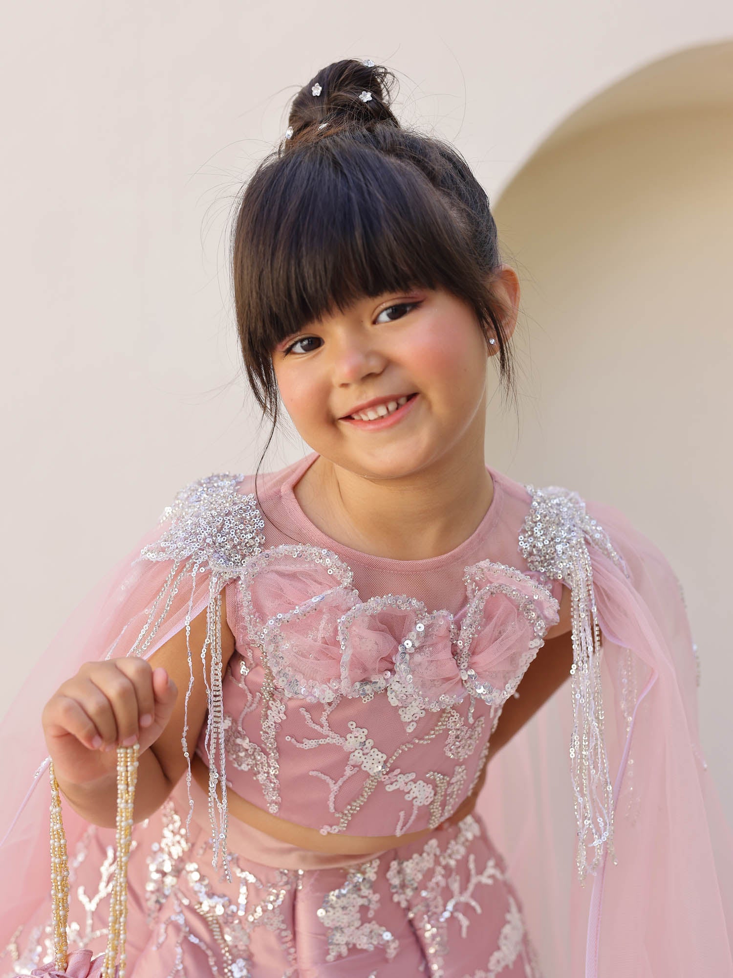 Elegant festive kids outfit for weddings and parties.