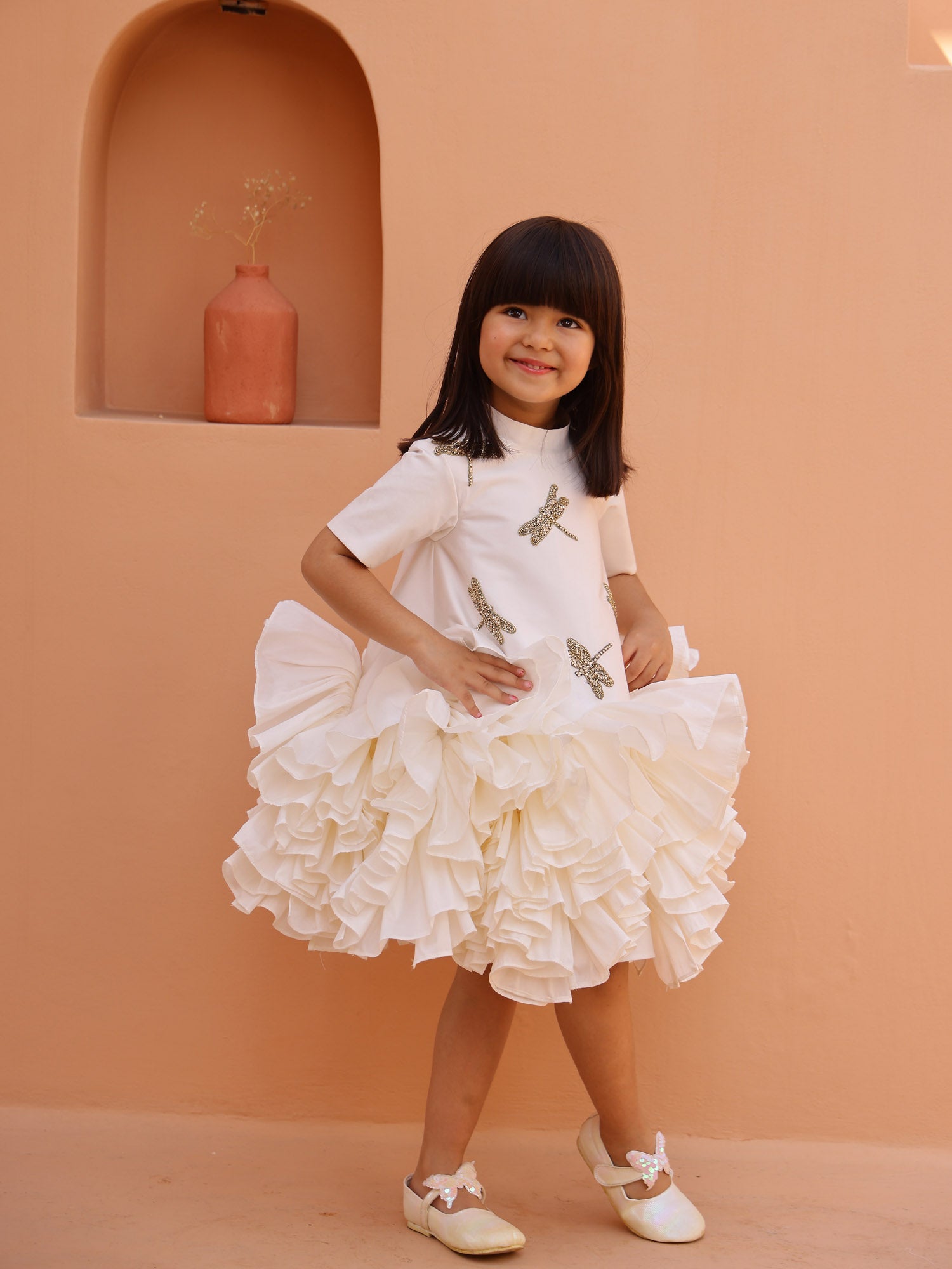 JANYAS CLOSET White Whispering  Ruffle Dress