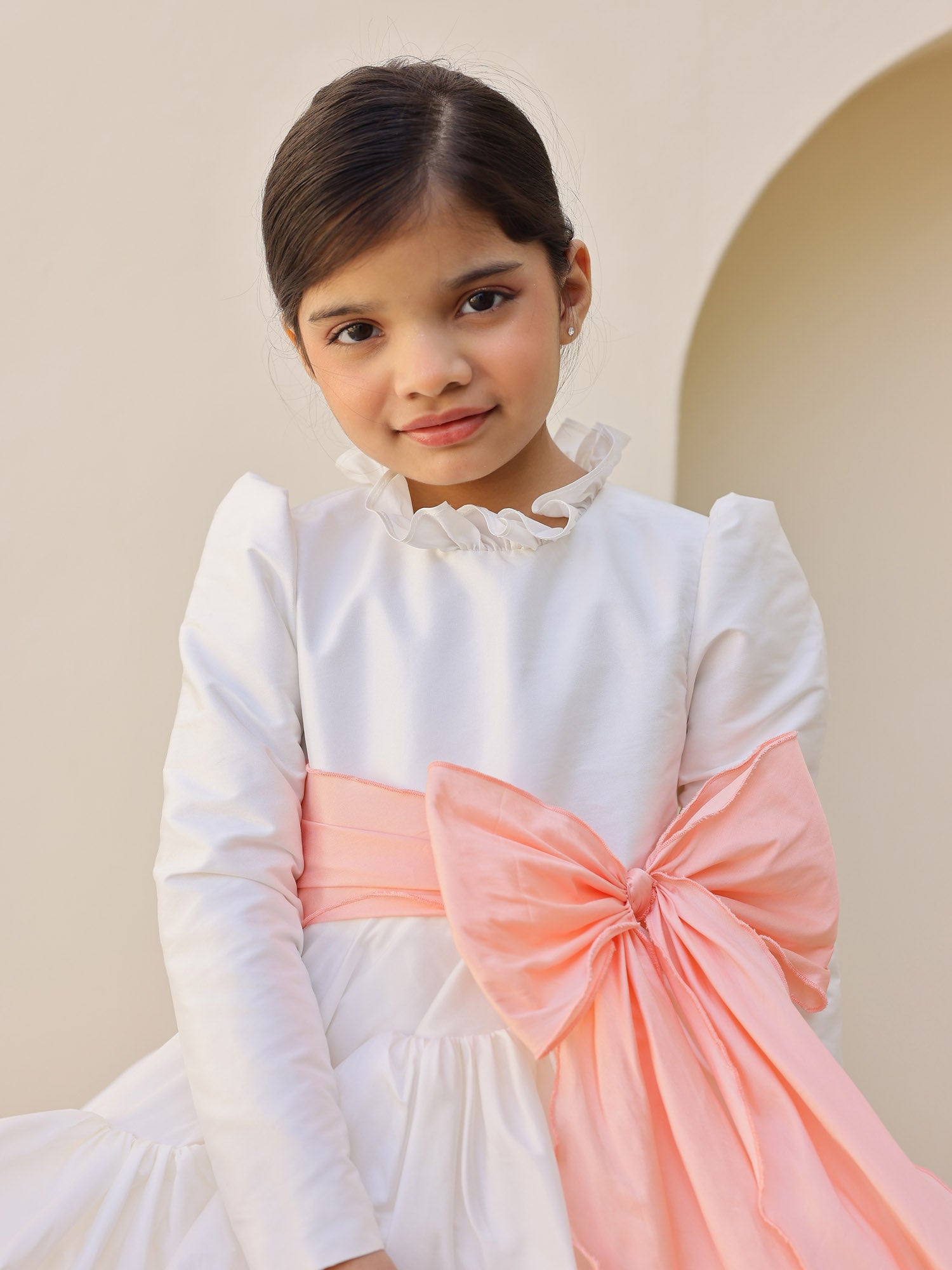 JANYAS CLOSET Princess Peach White Ruffled Dress with sleeves