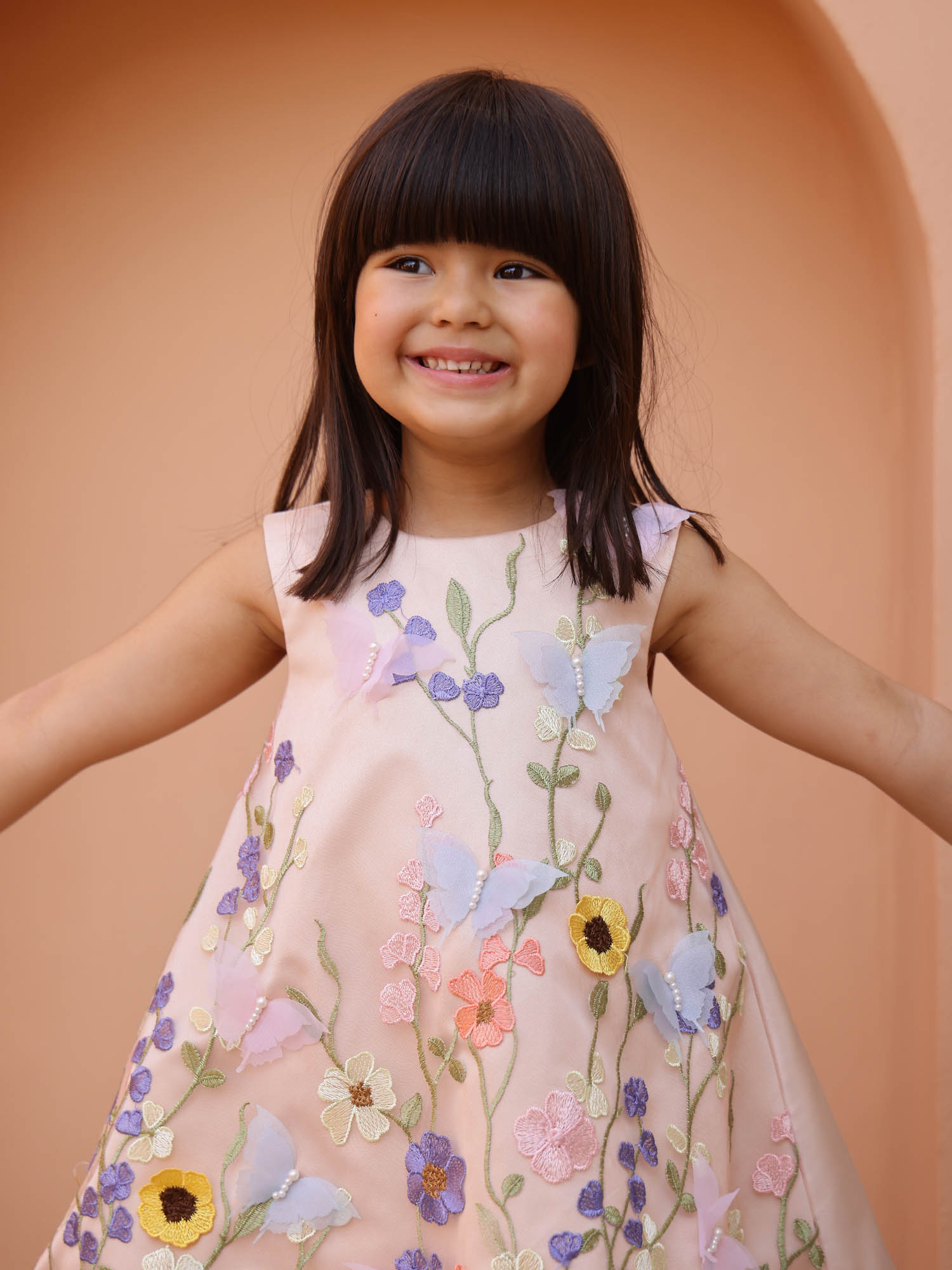JANYAS CLOSET Blossom Peach Flower Girl Dress