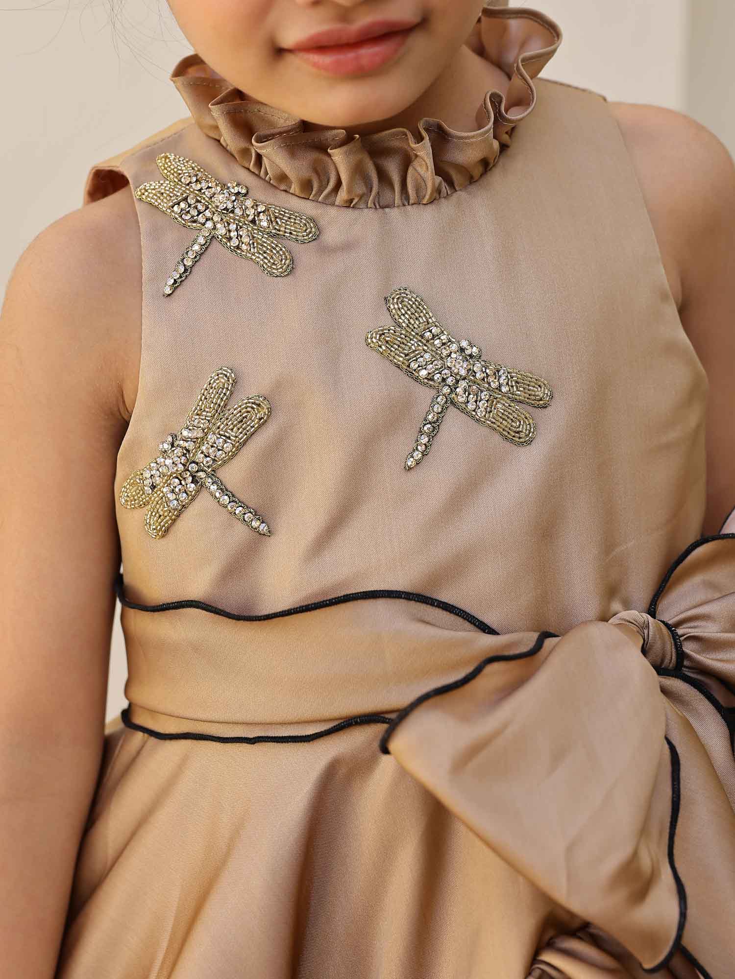 JANYAS CLOSET Zaria Gold Enchanted Ruffle Dress