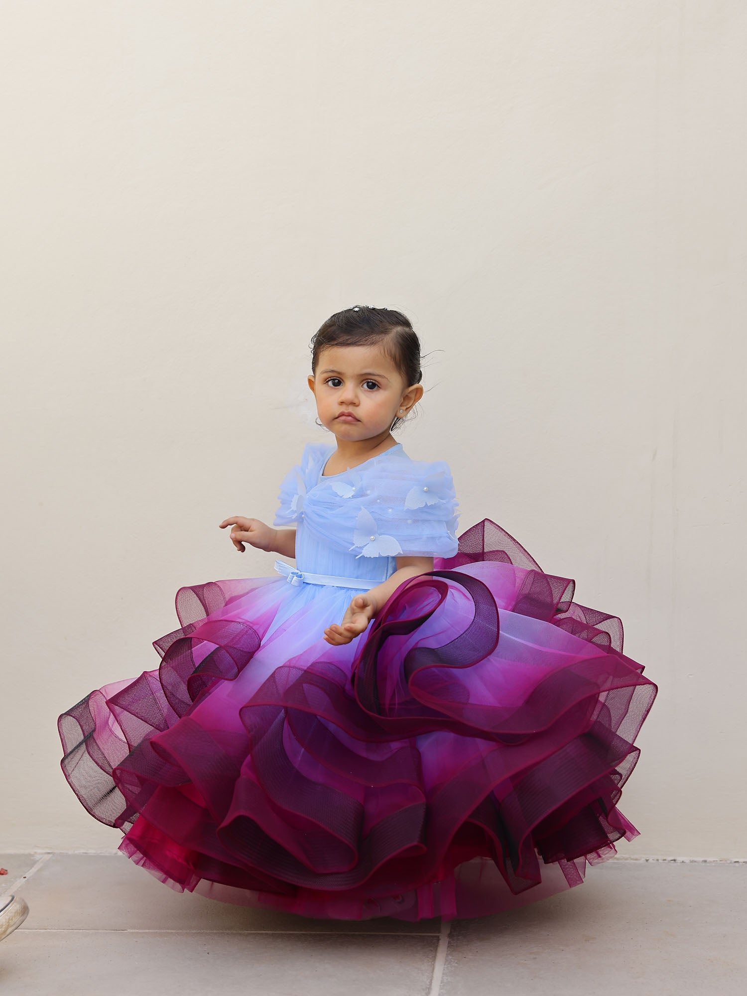 JANYAS CLOSET Princess Shaded Blue Gown With cape