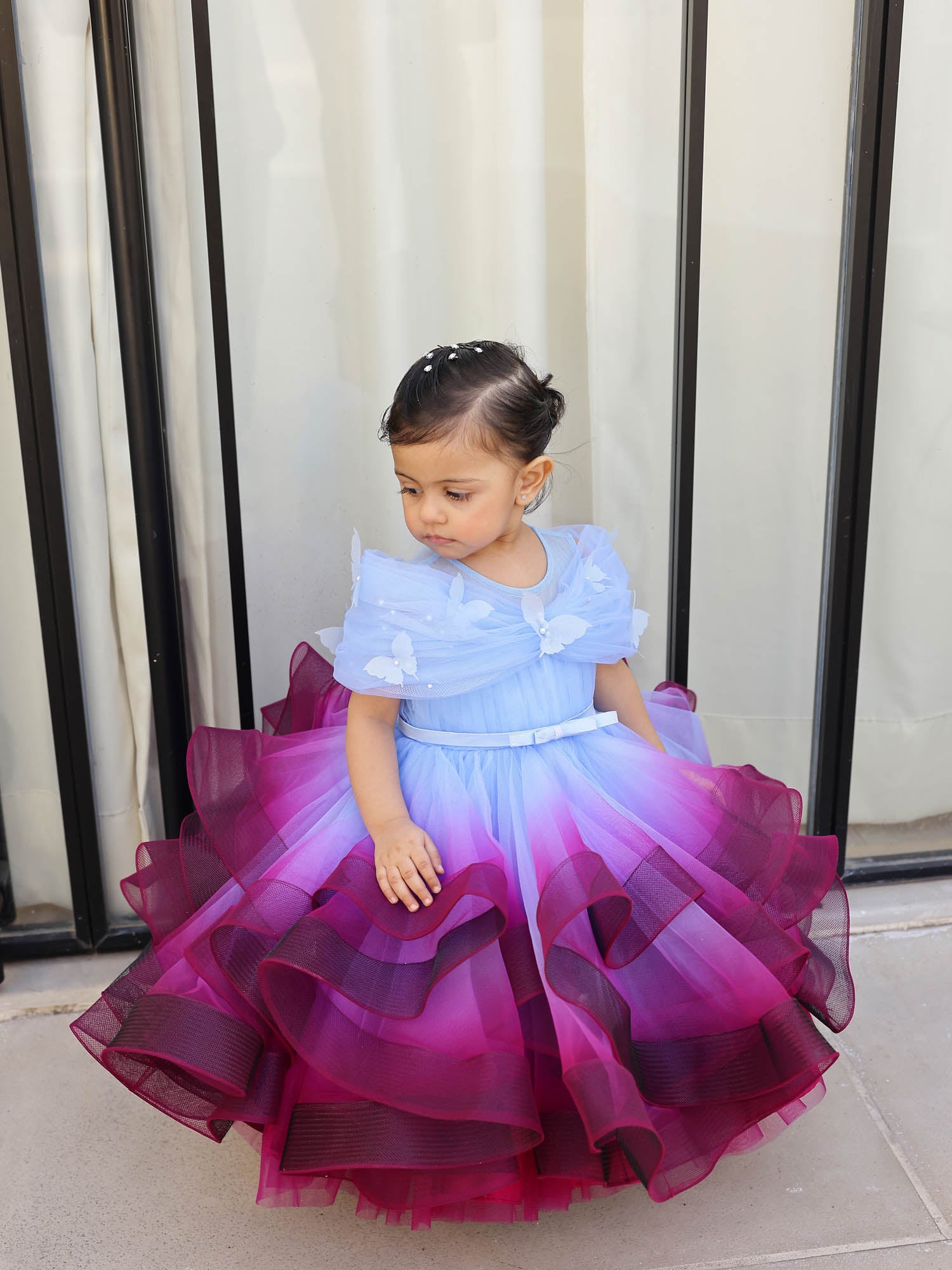 JANYAS CLOSET Princess Shaded Blue Gown With cape