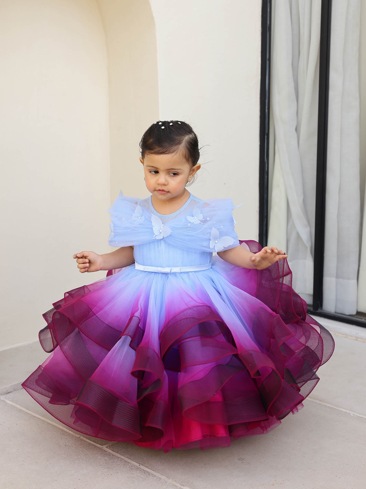 JANYAS CLOSET Princess Shaded Blue Gown With cape