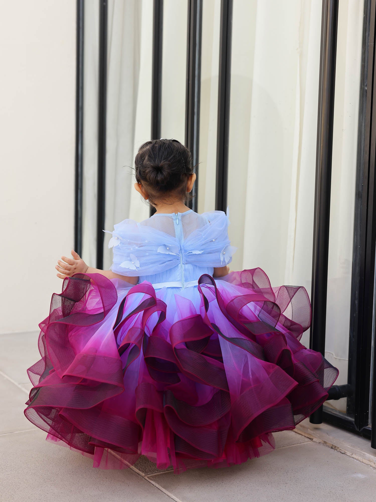 JANYAS CLOSET Princess Shaded Blue Gown With cape