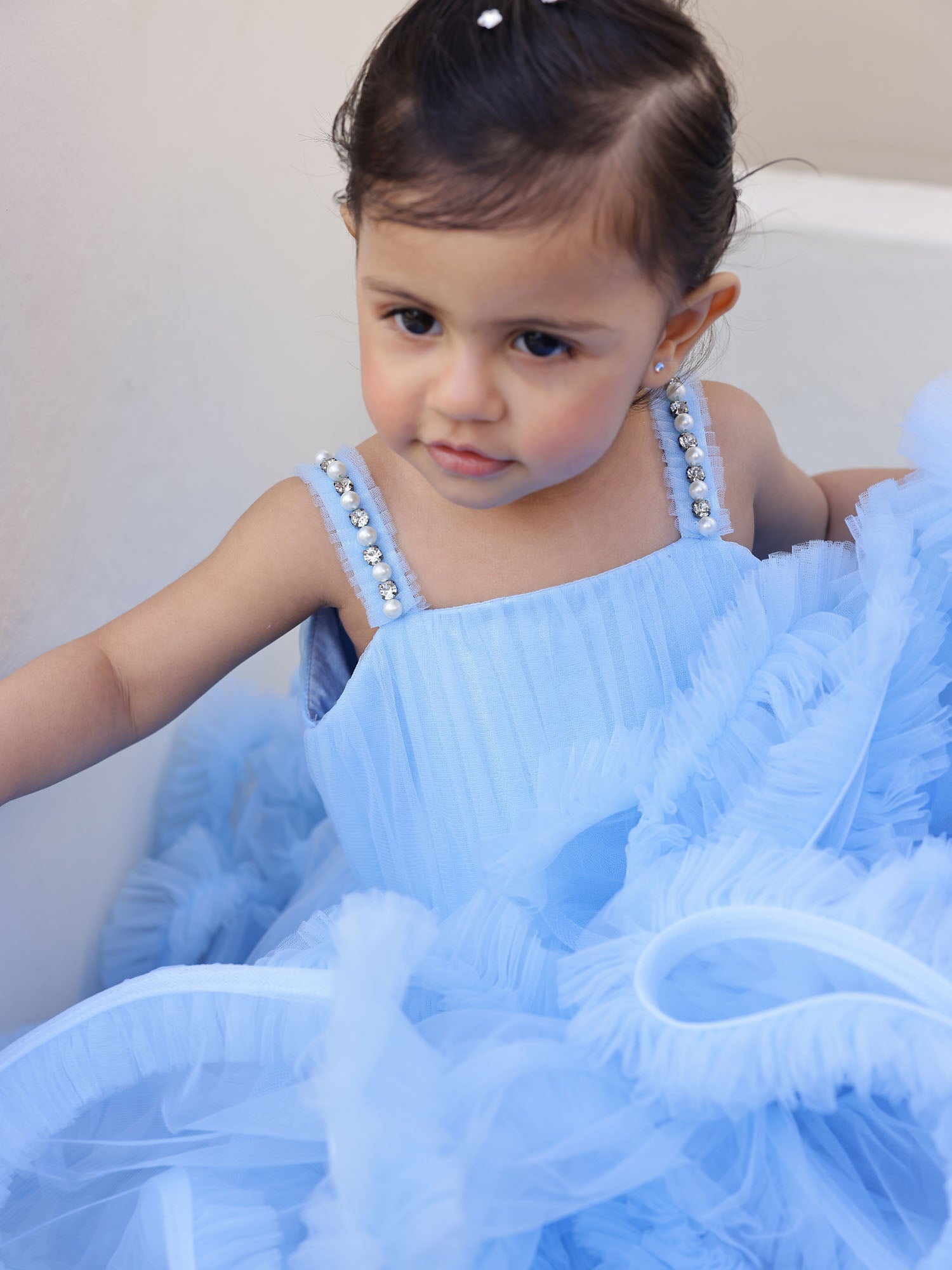 Sale Blue Perfect Frill Gown