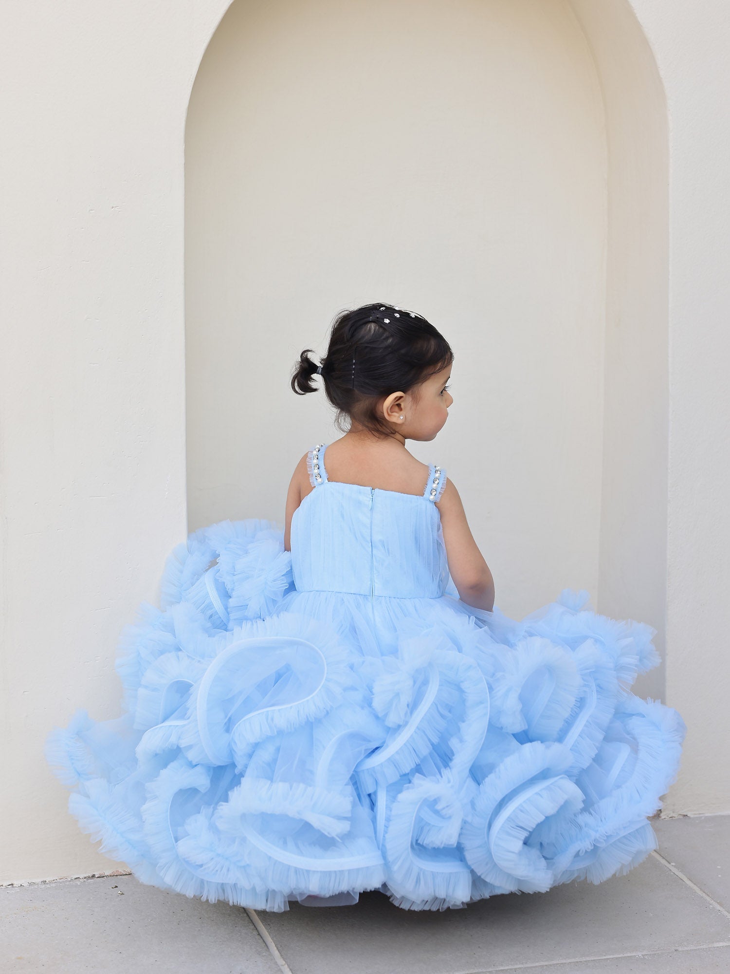 Sale Blue Perfect Frill Gown
